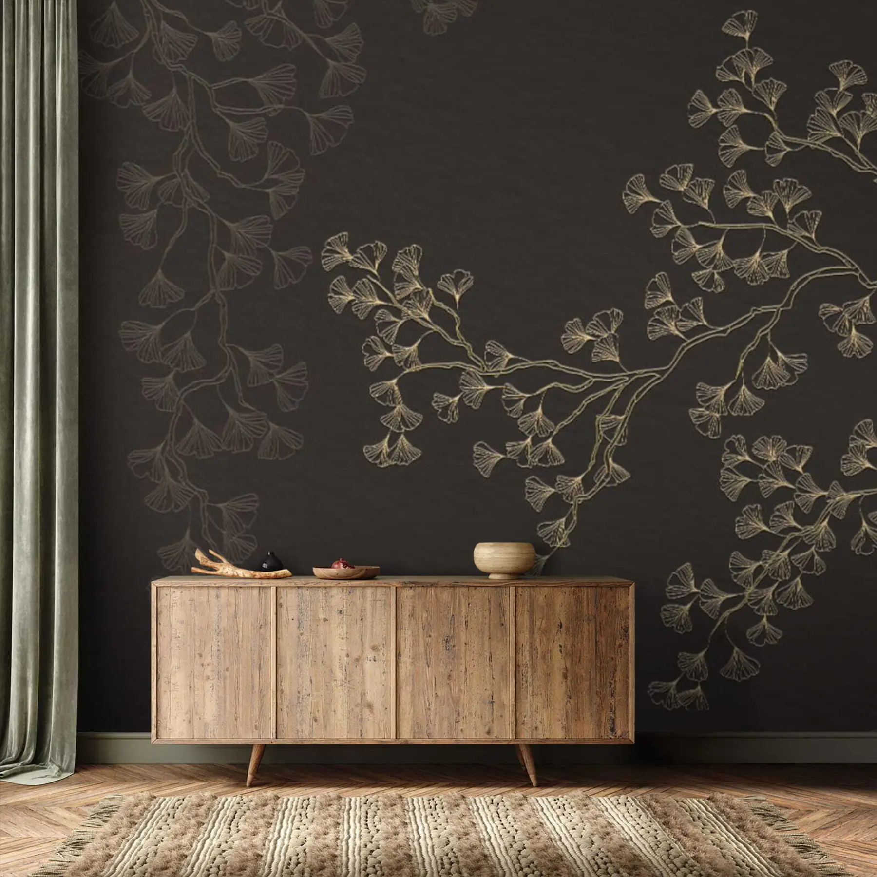 Fototapete Braun, Blume und Zweig u79600