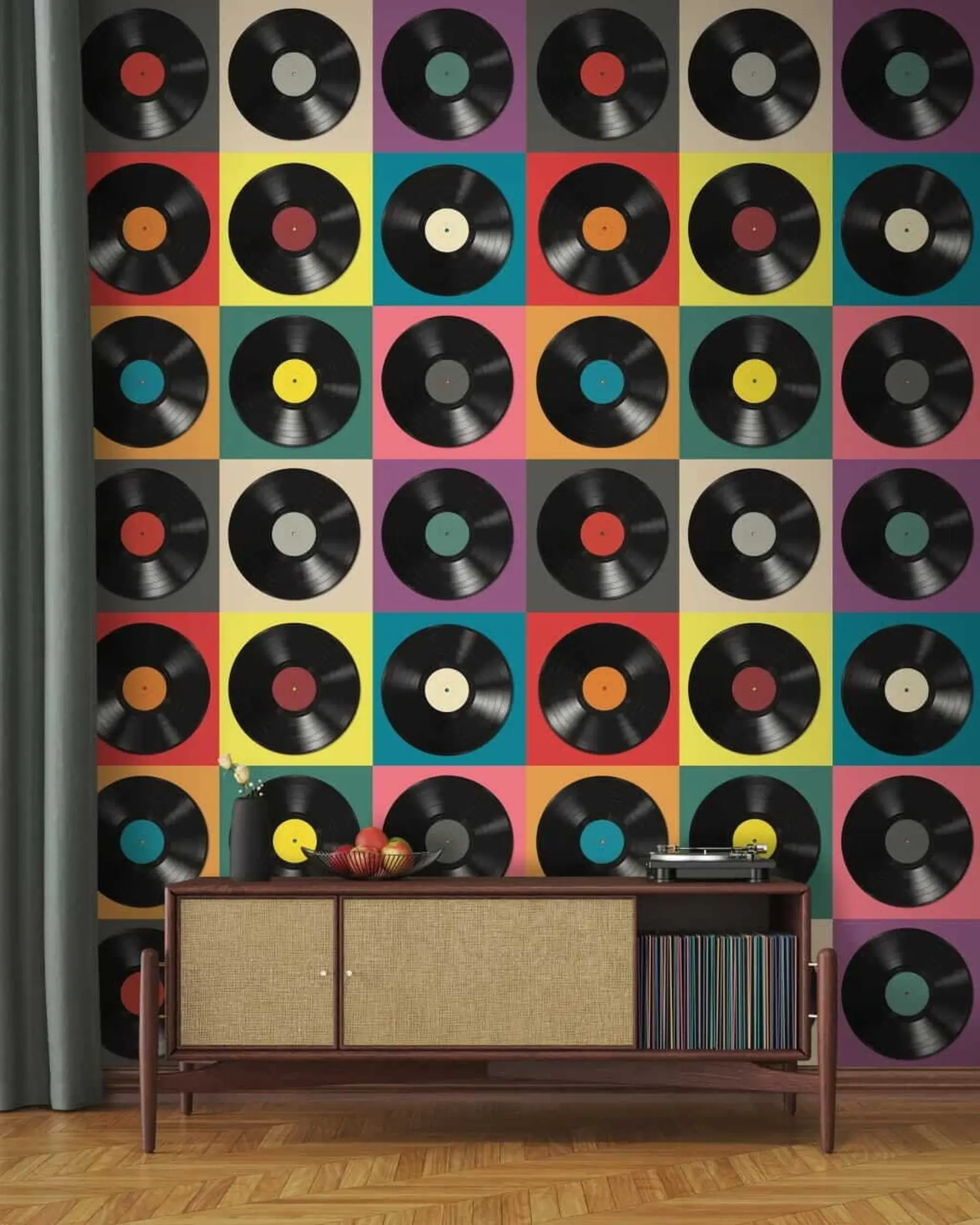 Fototapete Vinyl-Schallplatten im Retro-Stil u51622
