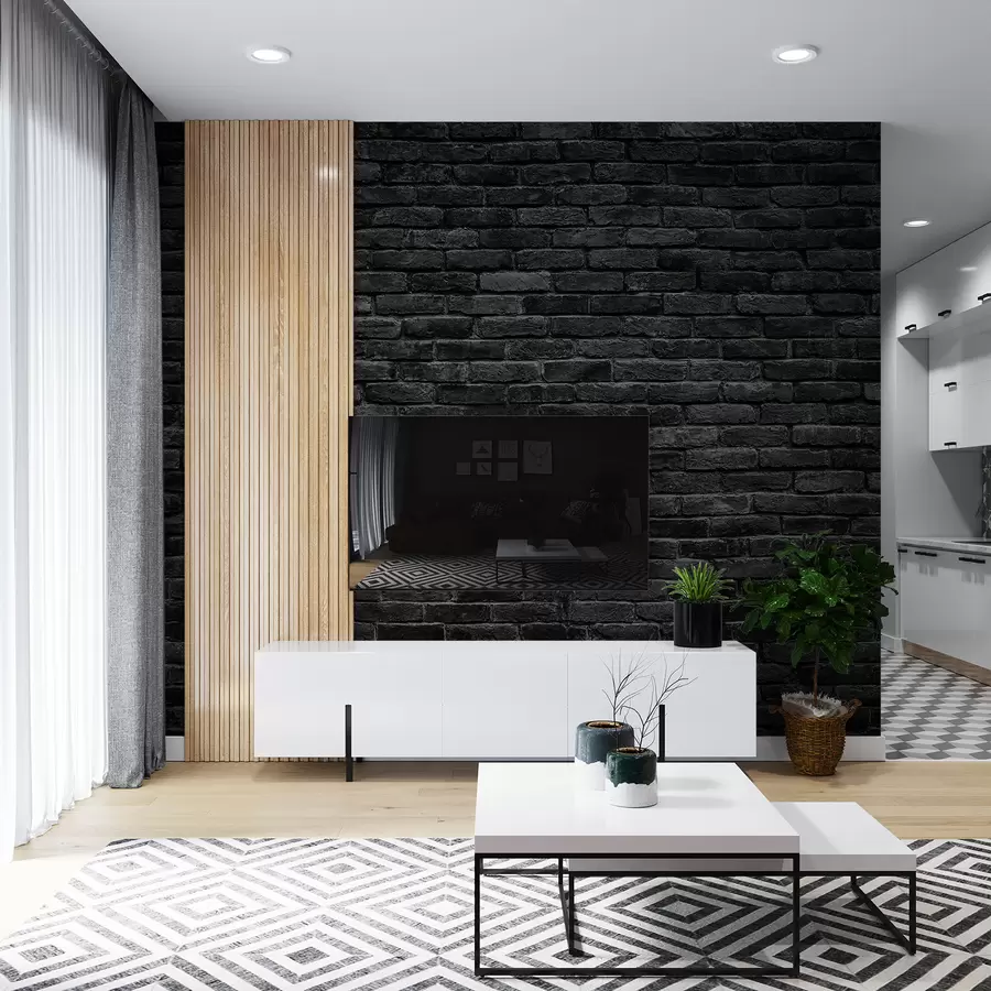 Fototapete Schwarze Ziegeltapete u53027