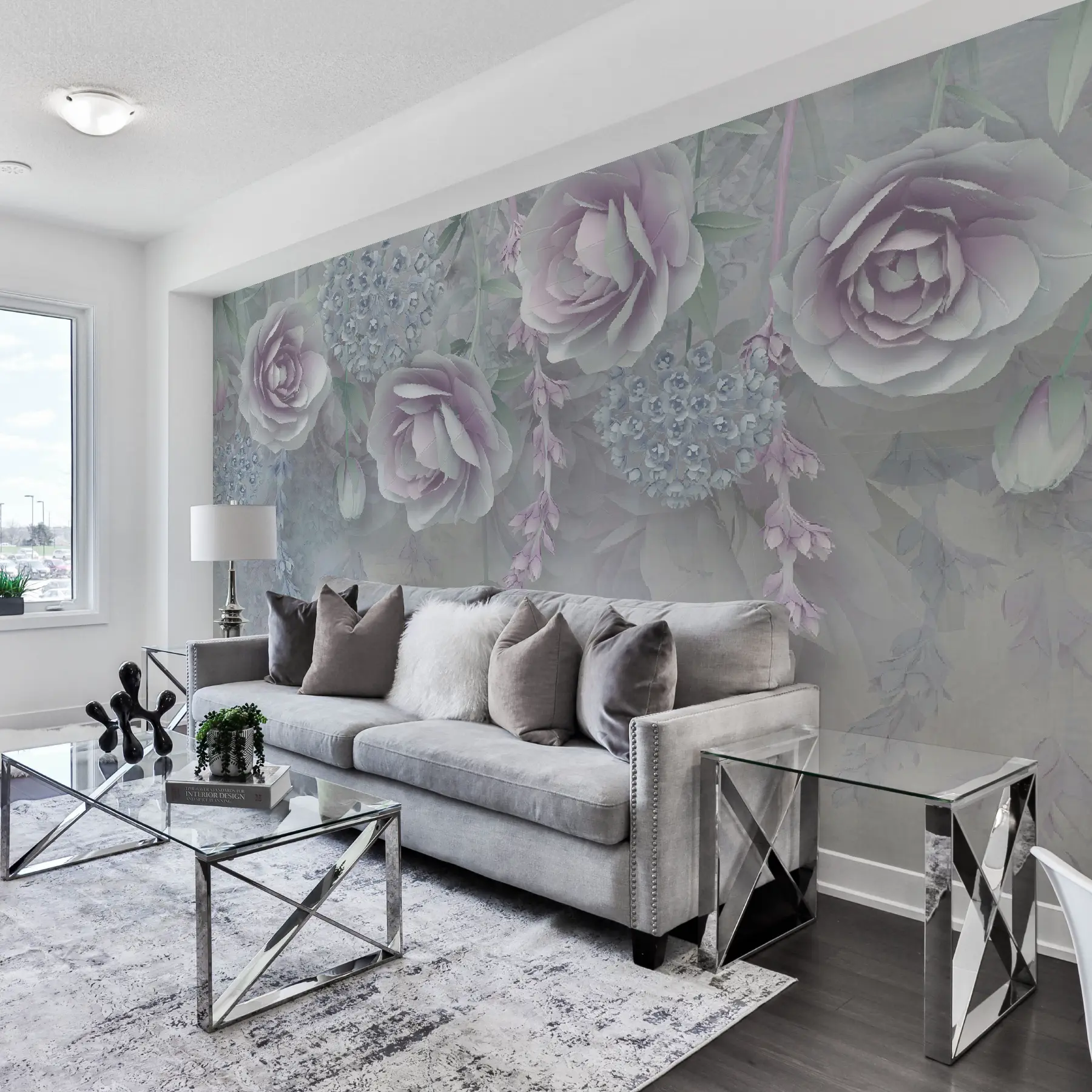 Fototapete Lila Blumen und Kristalle u01597