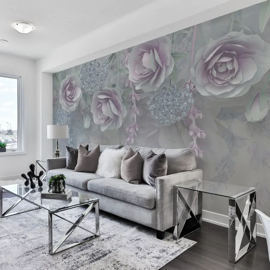 Fototapete Lila Blumen und Kristalle u01597