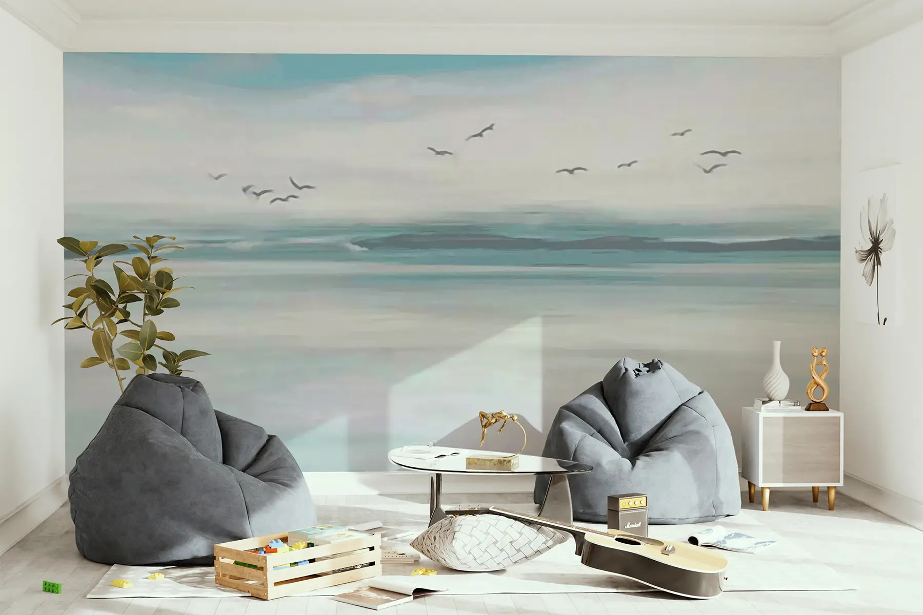 Fototapete Möwen über dem Meer u05695