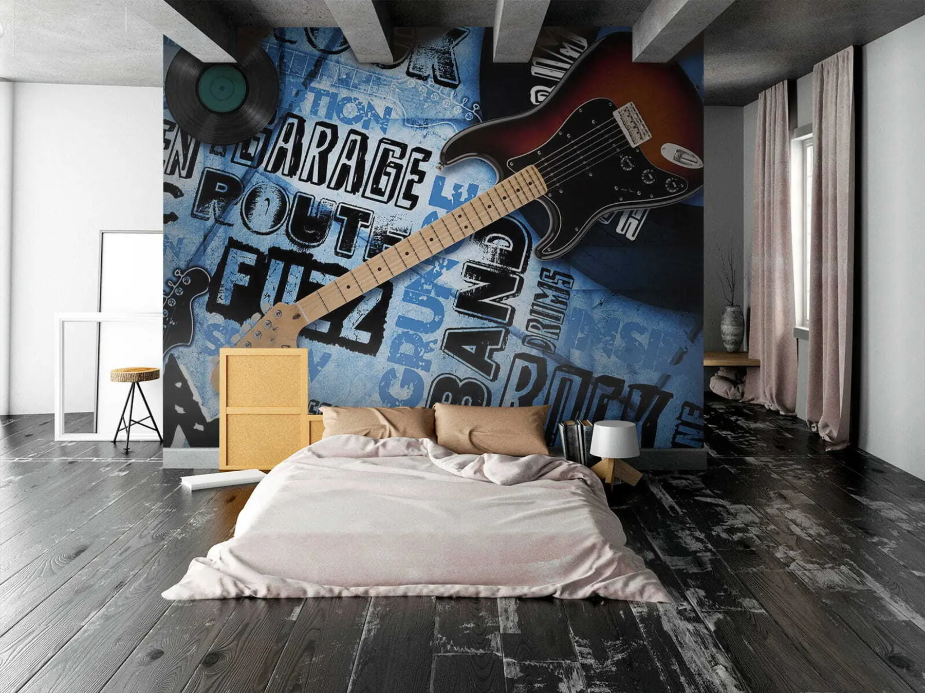 Fototapete Musikinstrument, Gitarre und Blau u06794