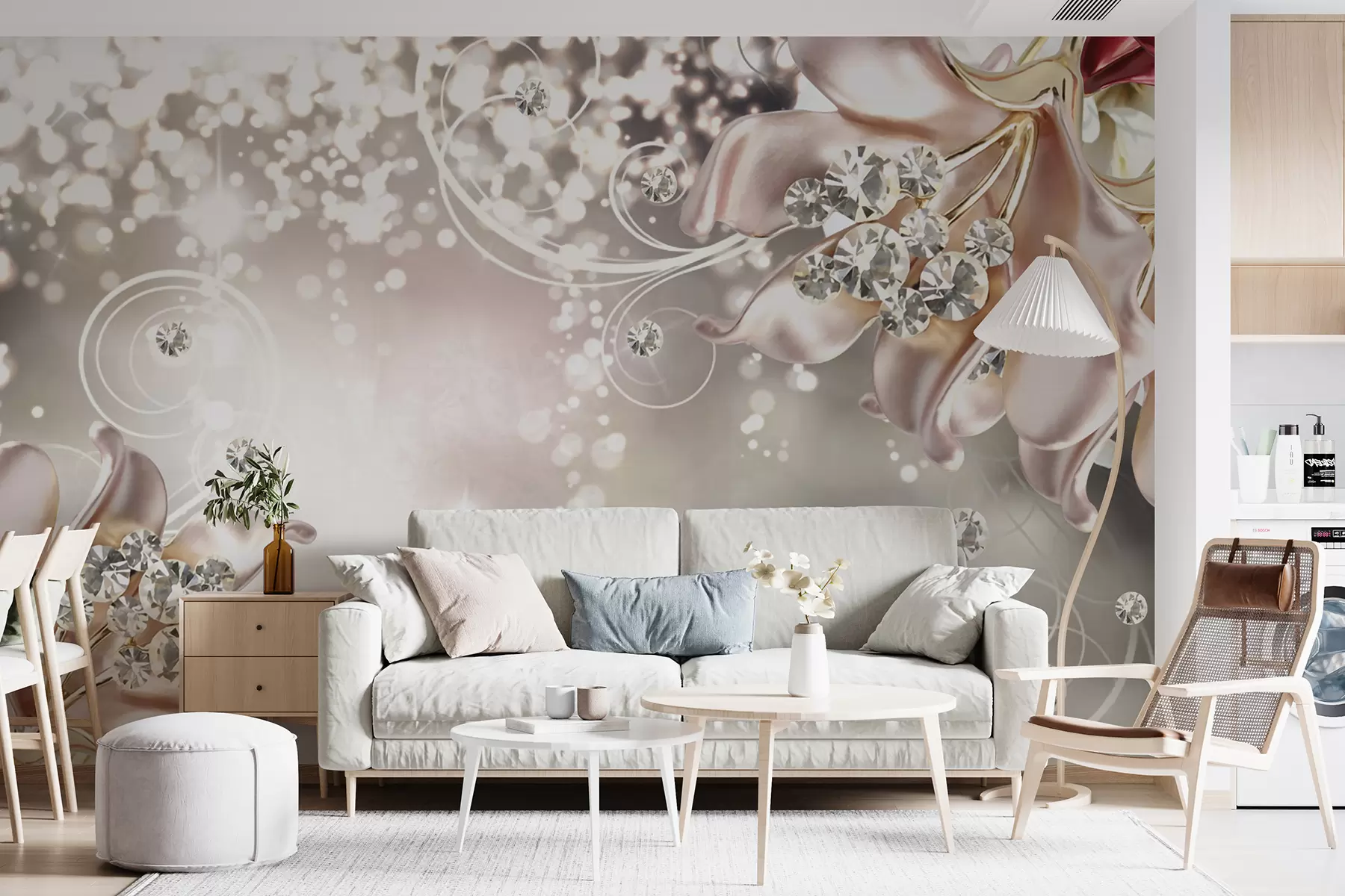 Fototapete Porzellanblumen und Kristalle u17739