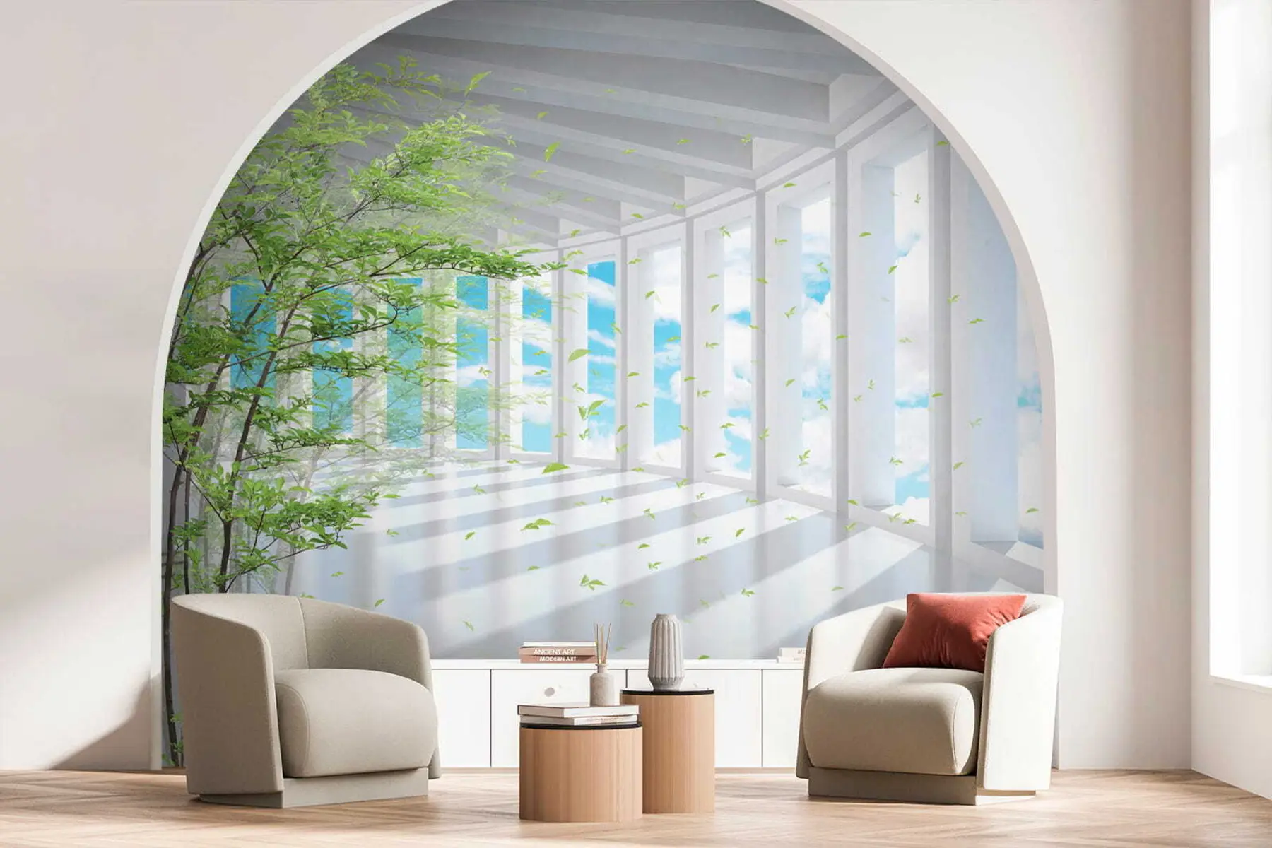 Fototapete Tunnel mit Wolkenblick u29922