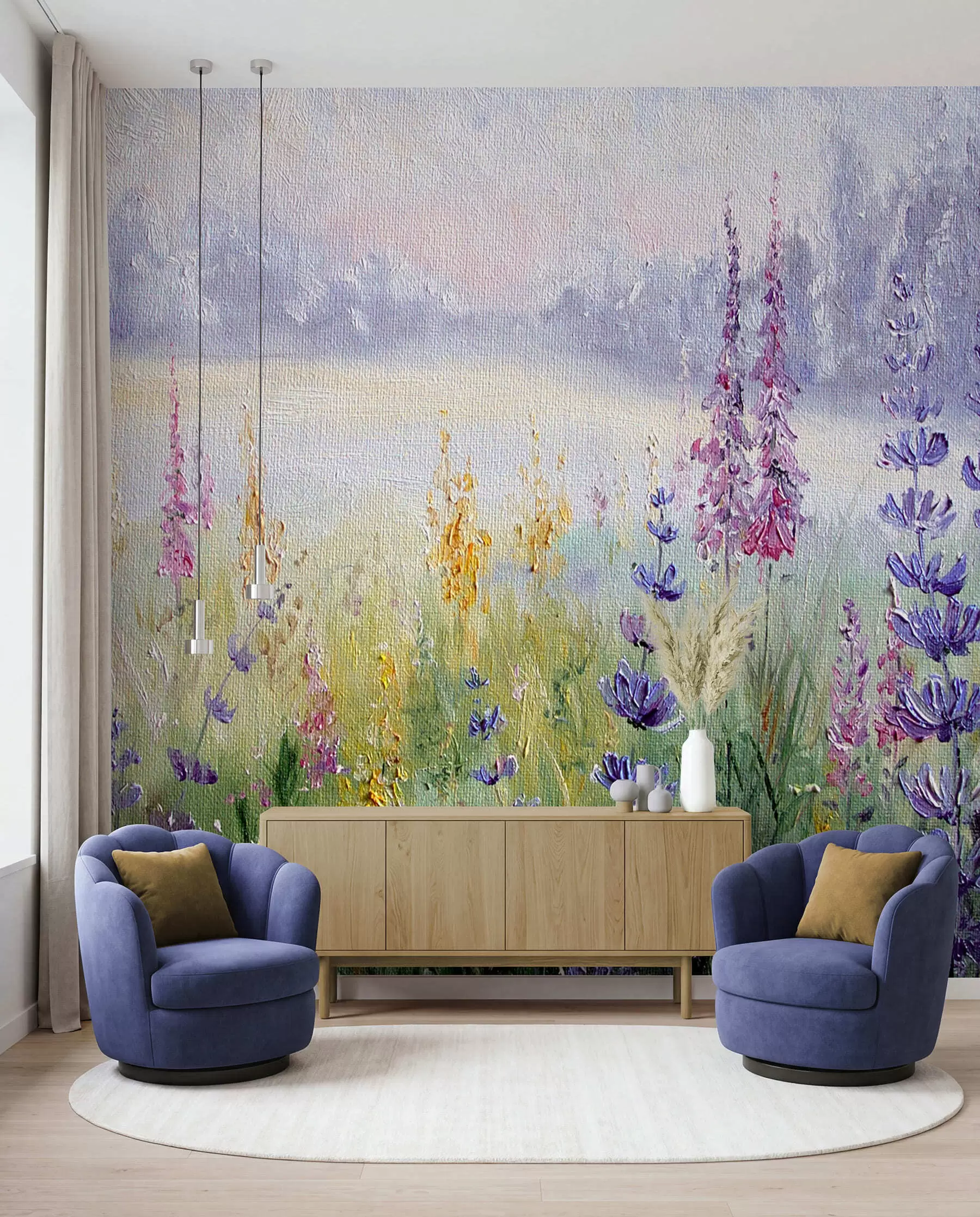 Fototapete Blumenwiese, Ölgemälde u30067