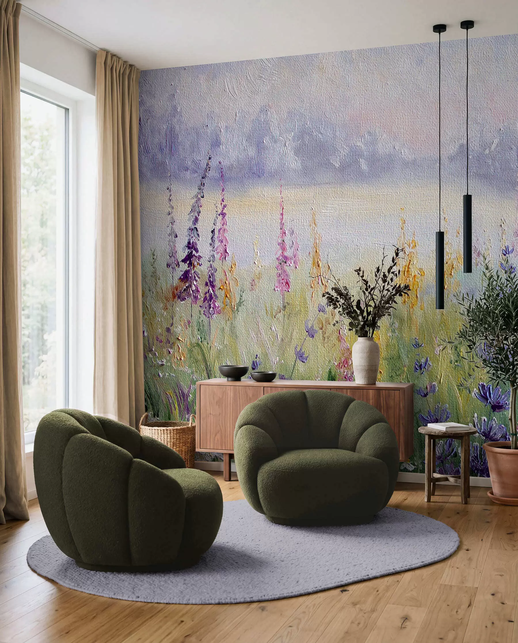 Fototapete Blumenwiese, Ölgemälde u30067