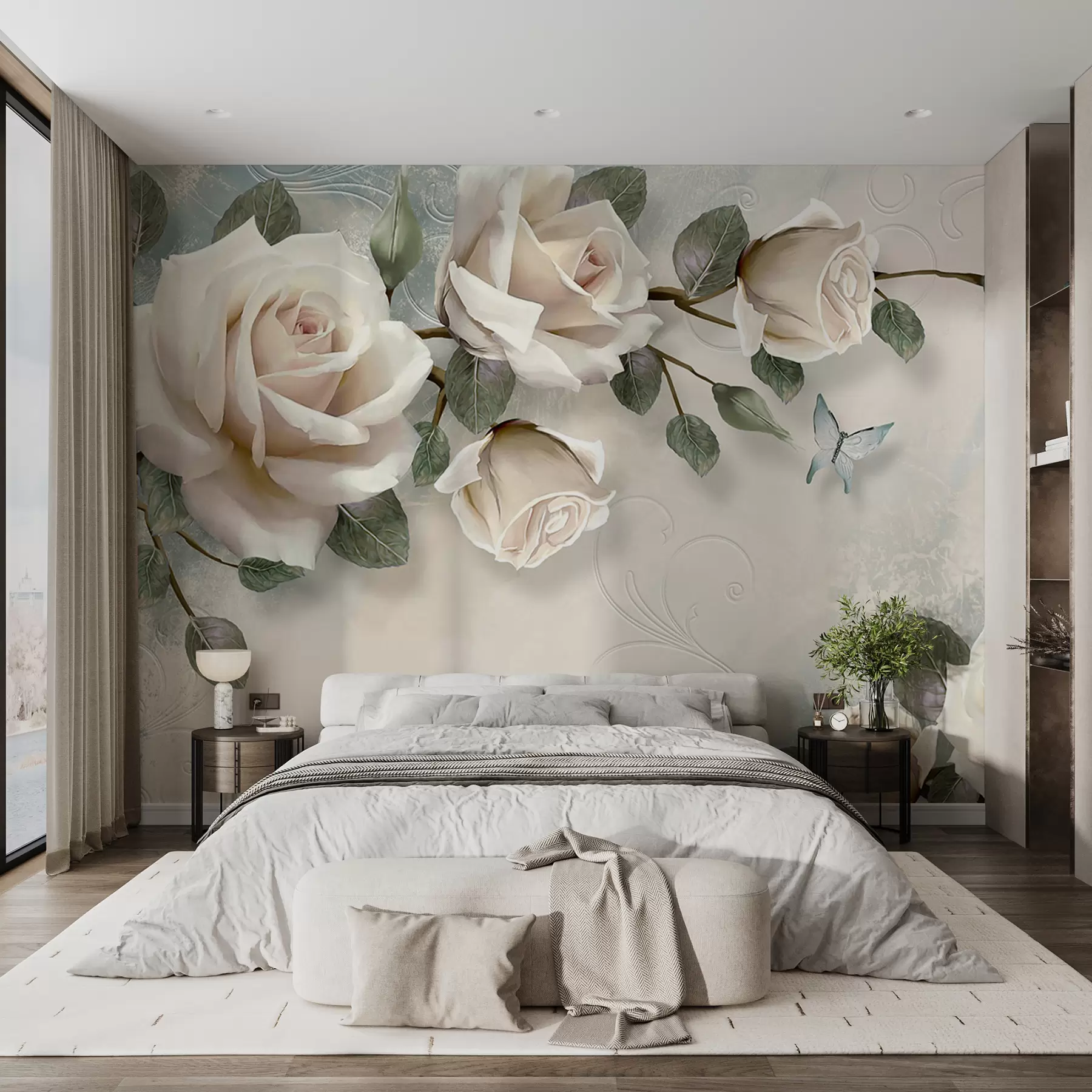 Fototapete Cremefarbene Rosen u31353