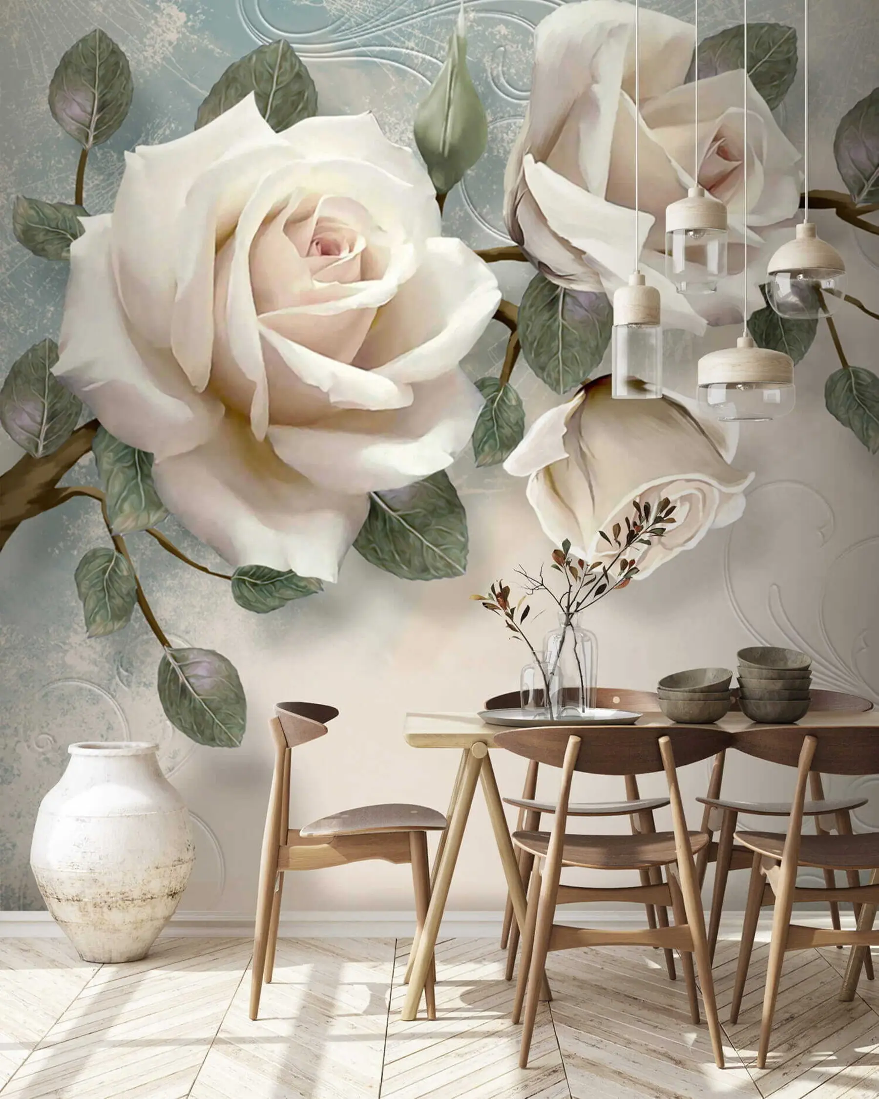Fototapete Cremefarbene Rosen u31353