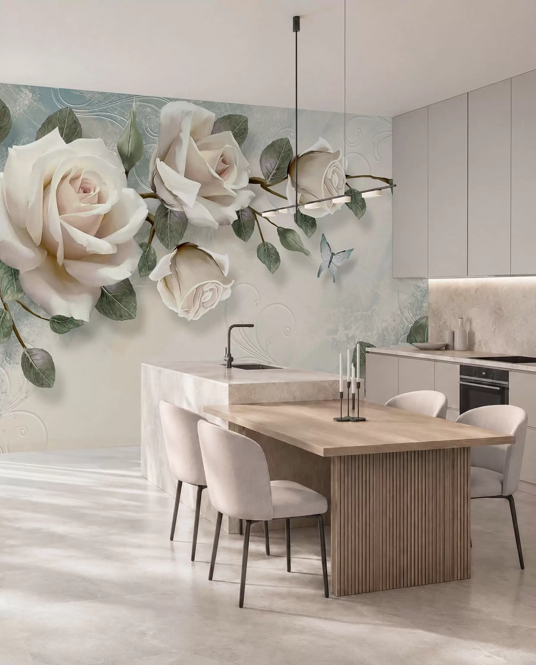 Fototapete Cremefarbene Rosen u31353