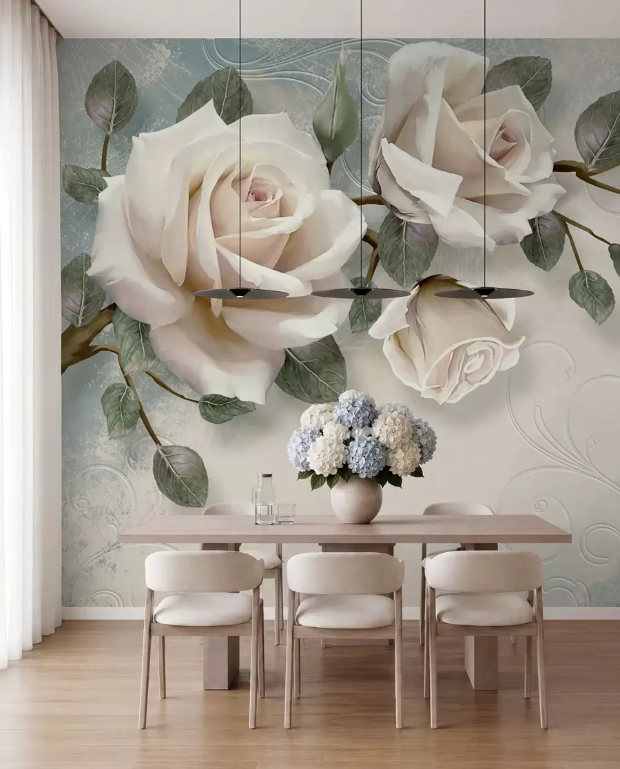 Fototapete Cremefarbene Rosen u31353