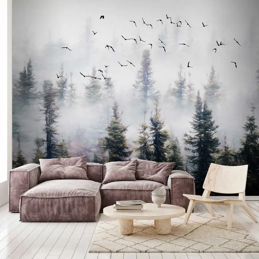 Fototapete Nebelwald und Vögel u32237