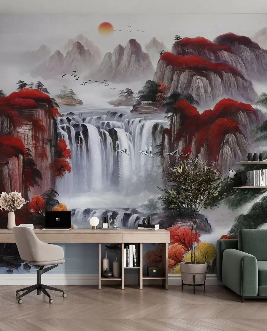 Fototapete Wasserfall im japanischen Stil u36222