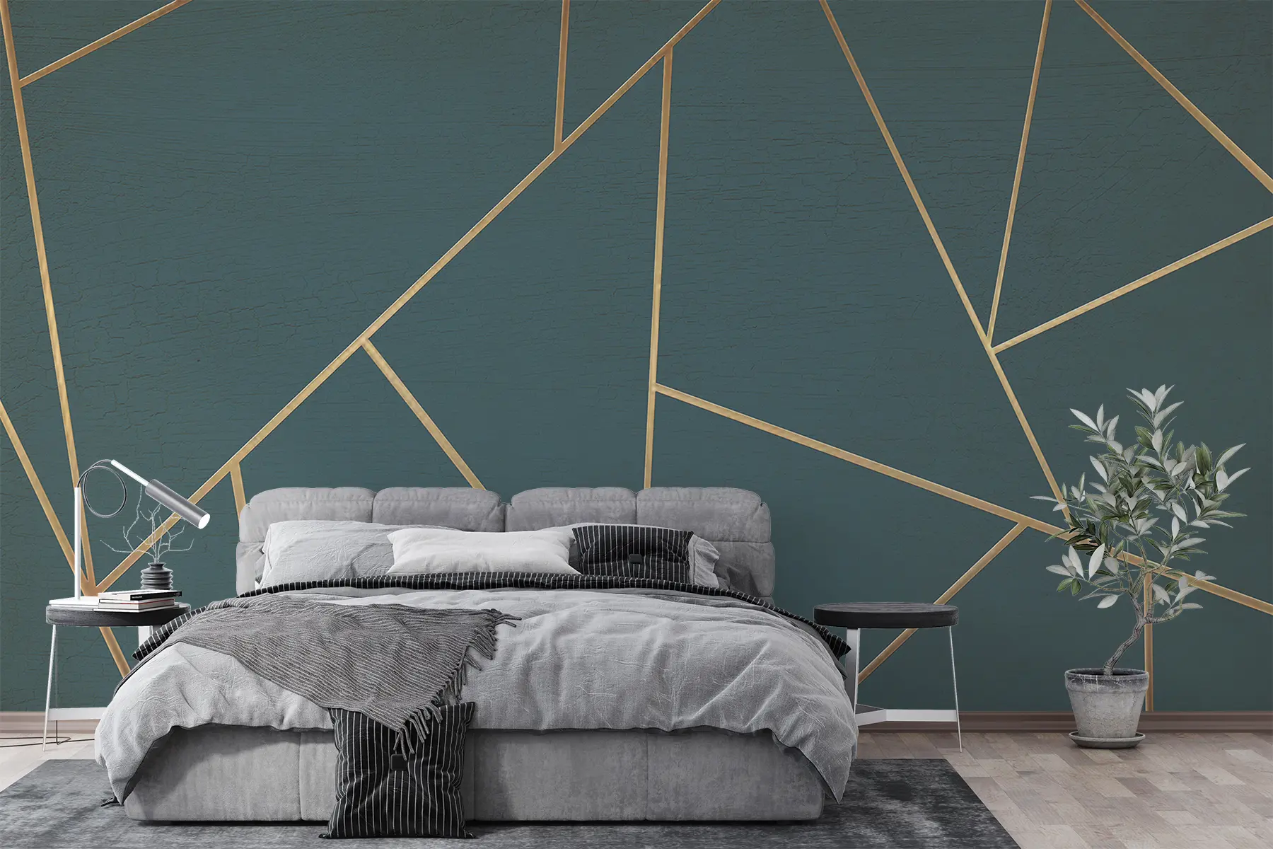 Fototapete Türkisfarbene Dreiecke, geometrische Kunst u47801