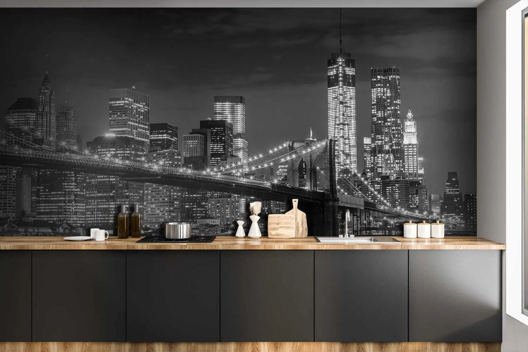 Fototapete Wasser, Wolkenkratzer und Gebäude u56428