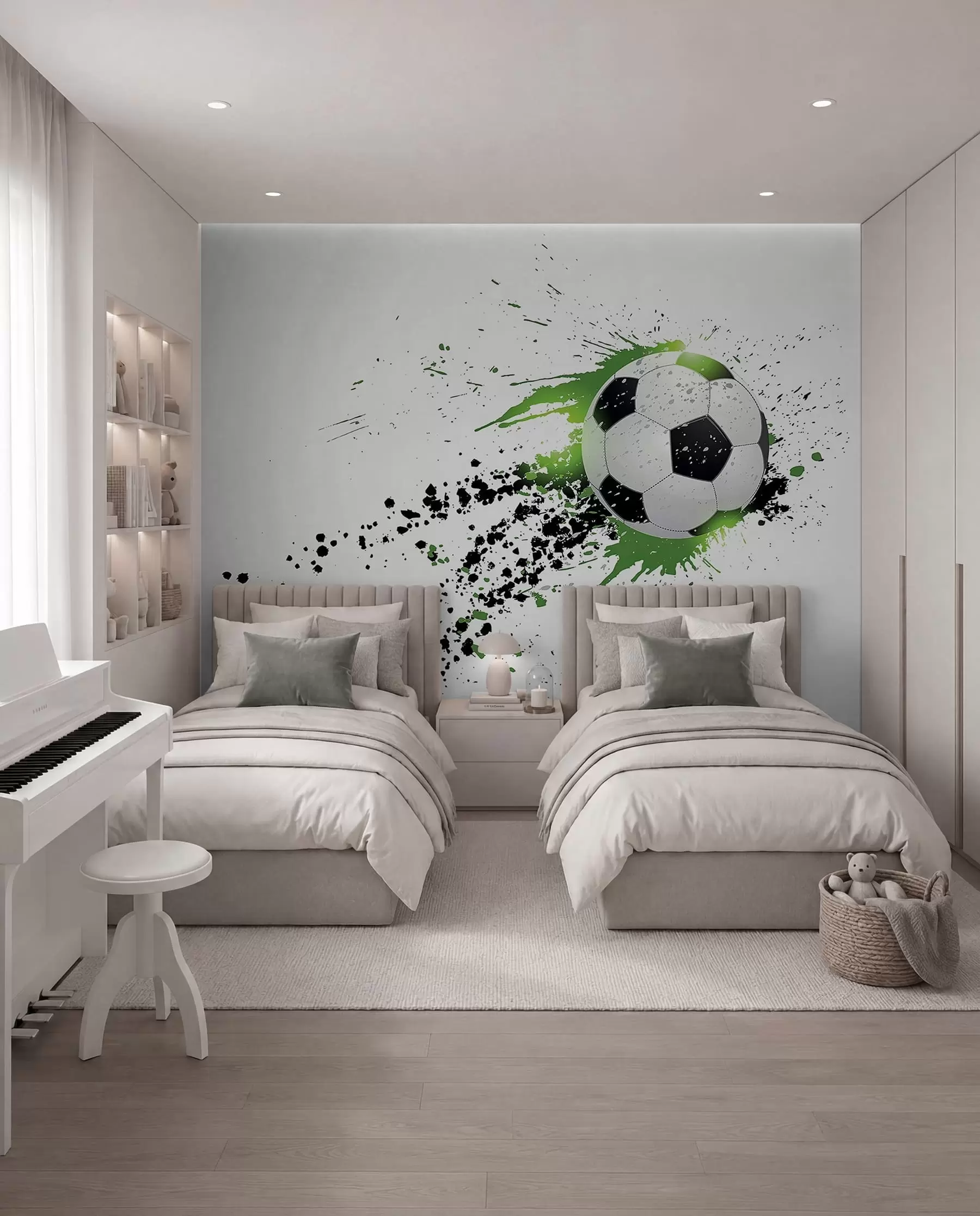 Fototapete Fußball mit grünen Spuren u57431