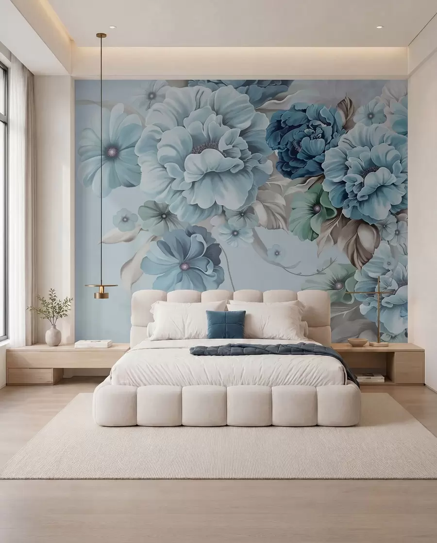 Fototapete Zarte blaue Blumen u59900