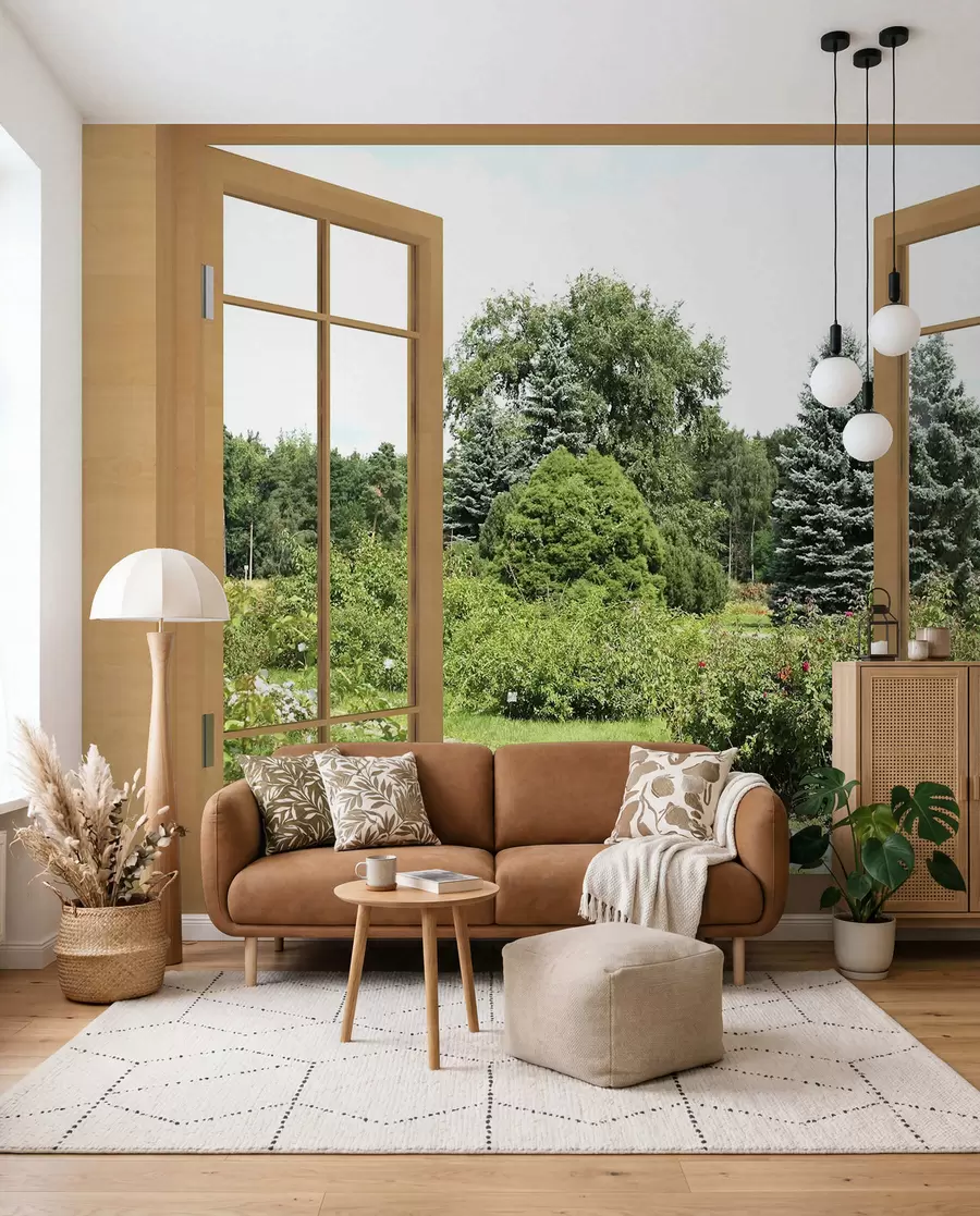 Fototapete Offenes Fenster zum Garten u60673