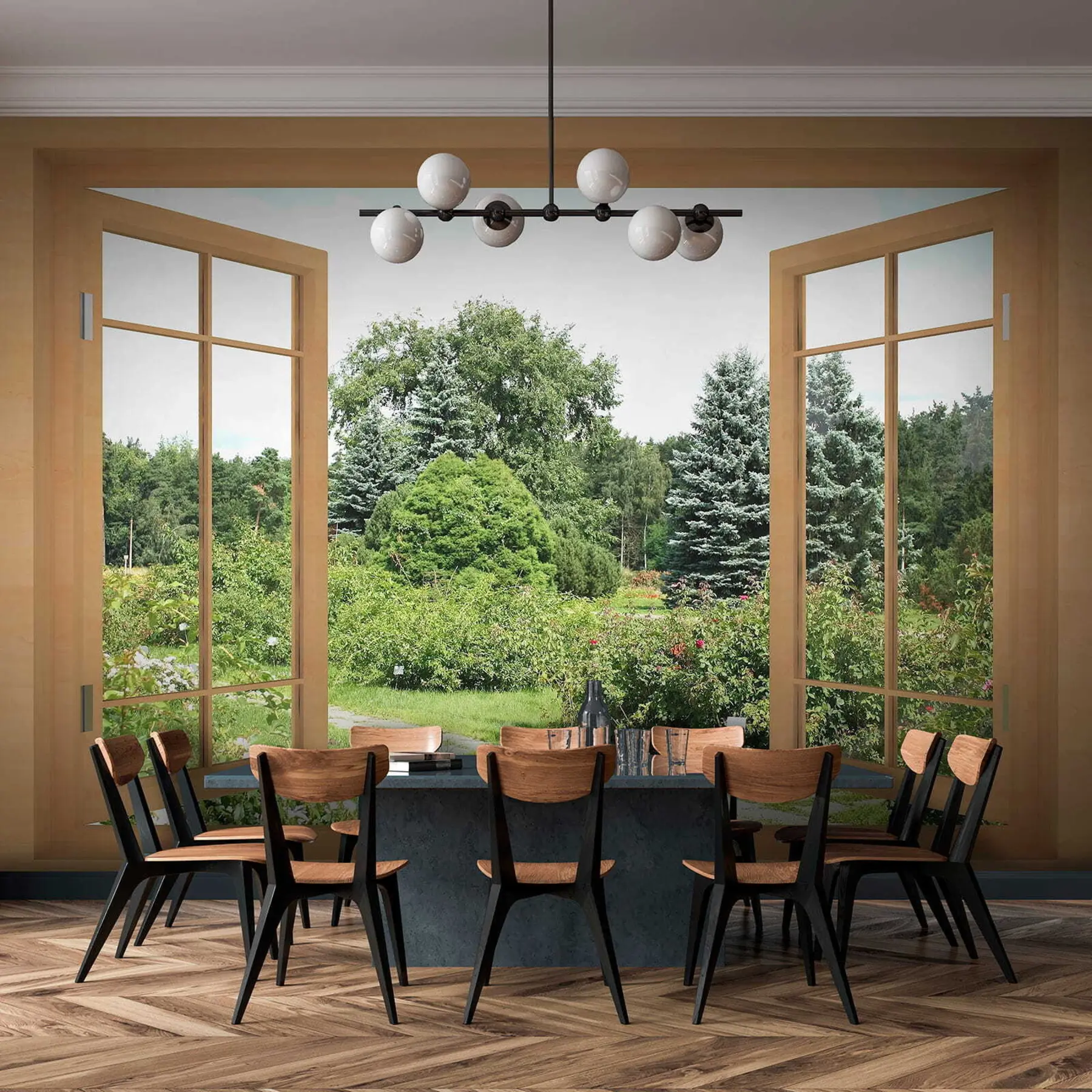 Fototapete Blick aus dem Fenster auf den Wald u60673