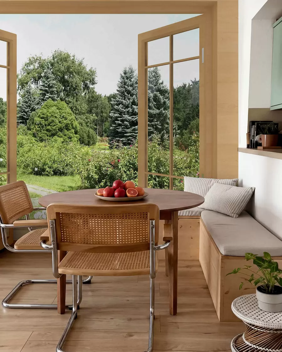 Fototapete Blick aus dem Fenster auf den Wald u60673