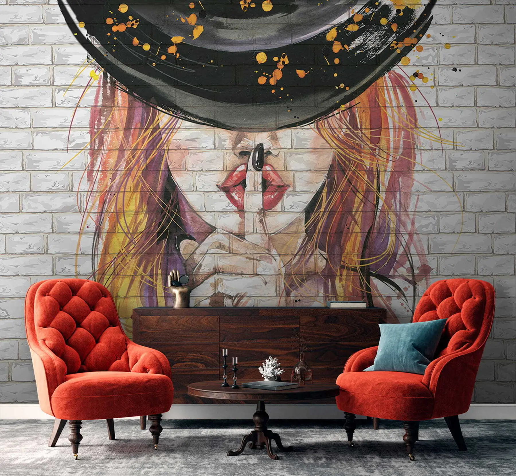 Fototapete Mädchen mit Aquarellfarben u67648