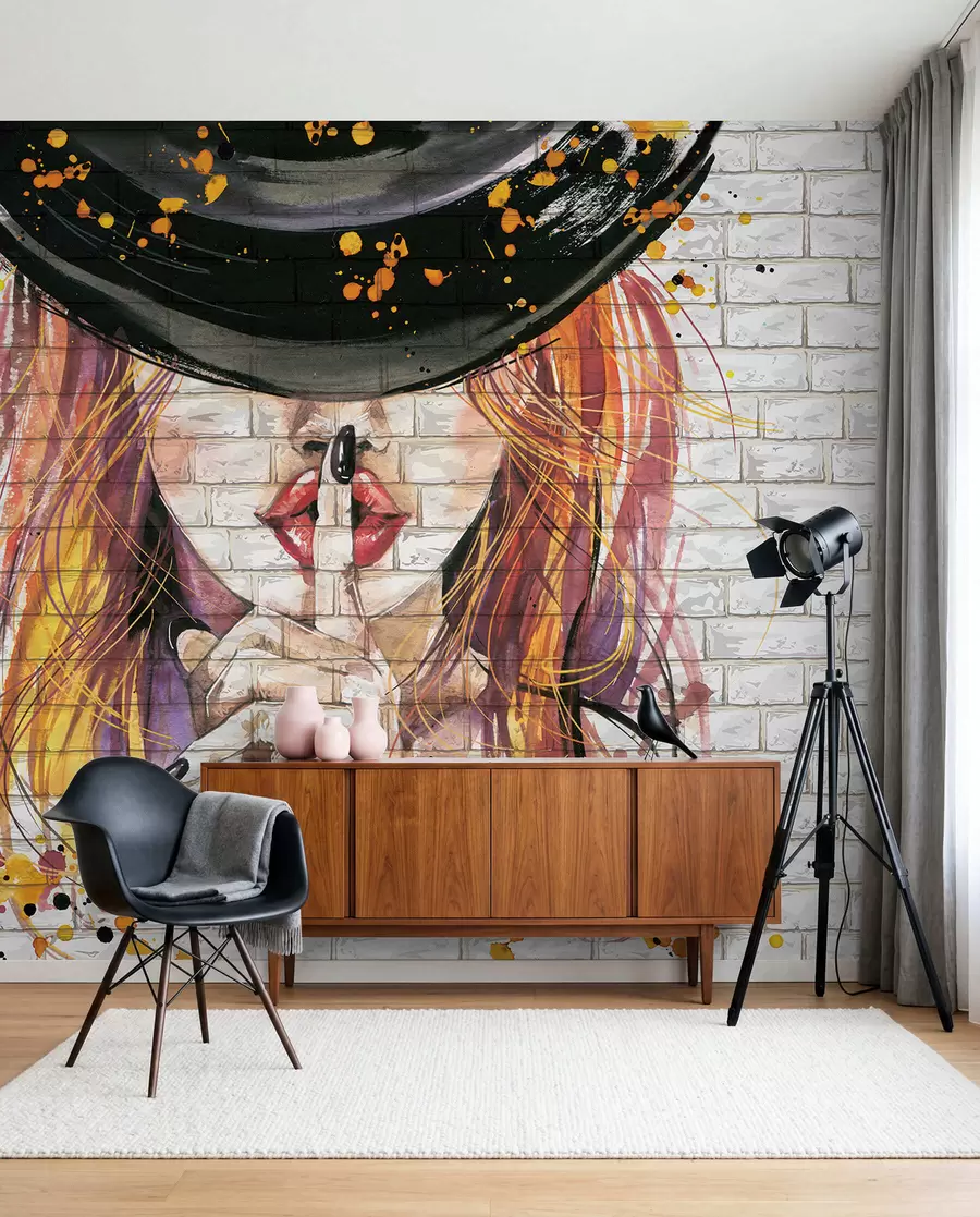 Fototapete Mädchen mit Aquarellfarben u67648