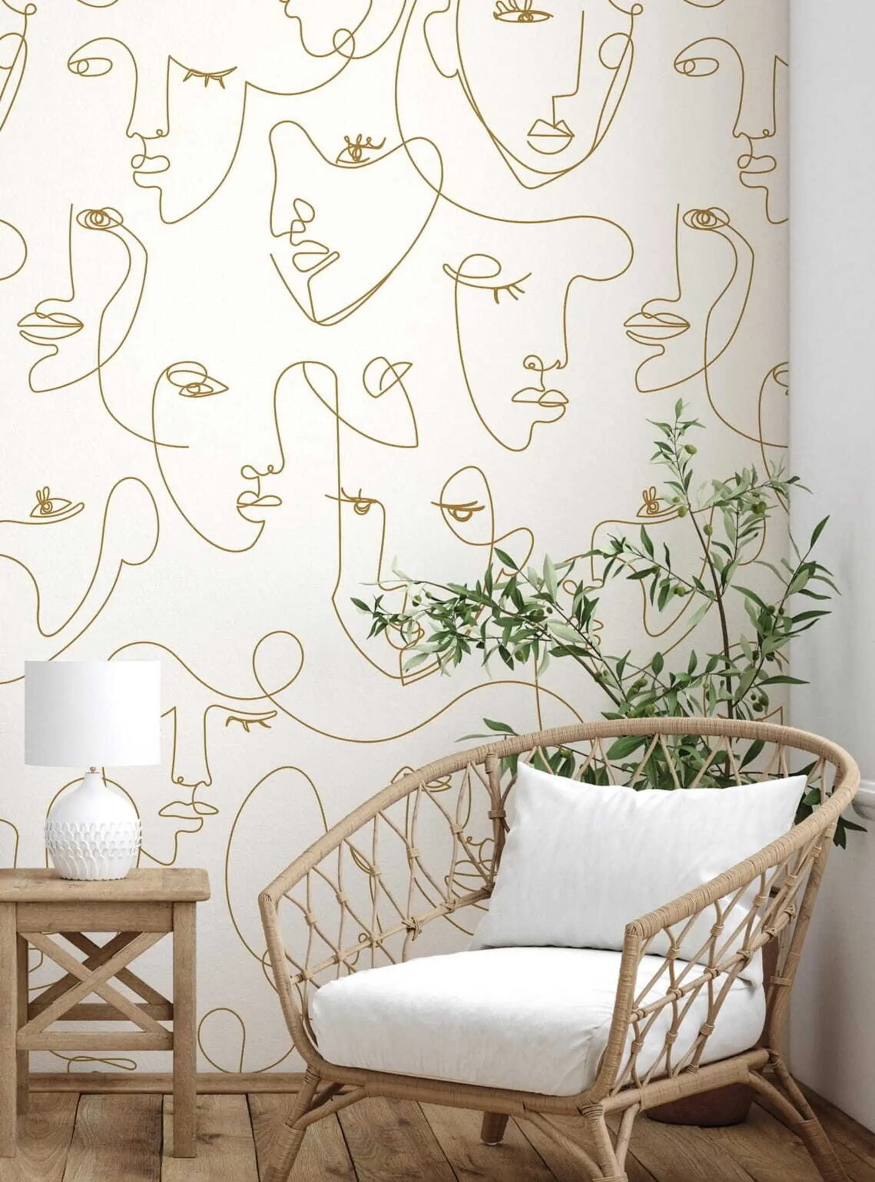 Fototapete Gesichter von Menschen Muster Linie Kunst u53276