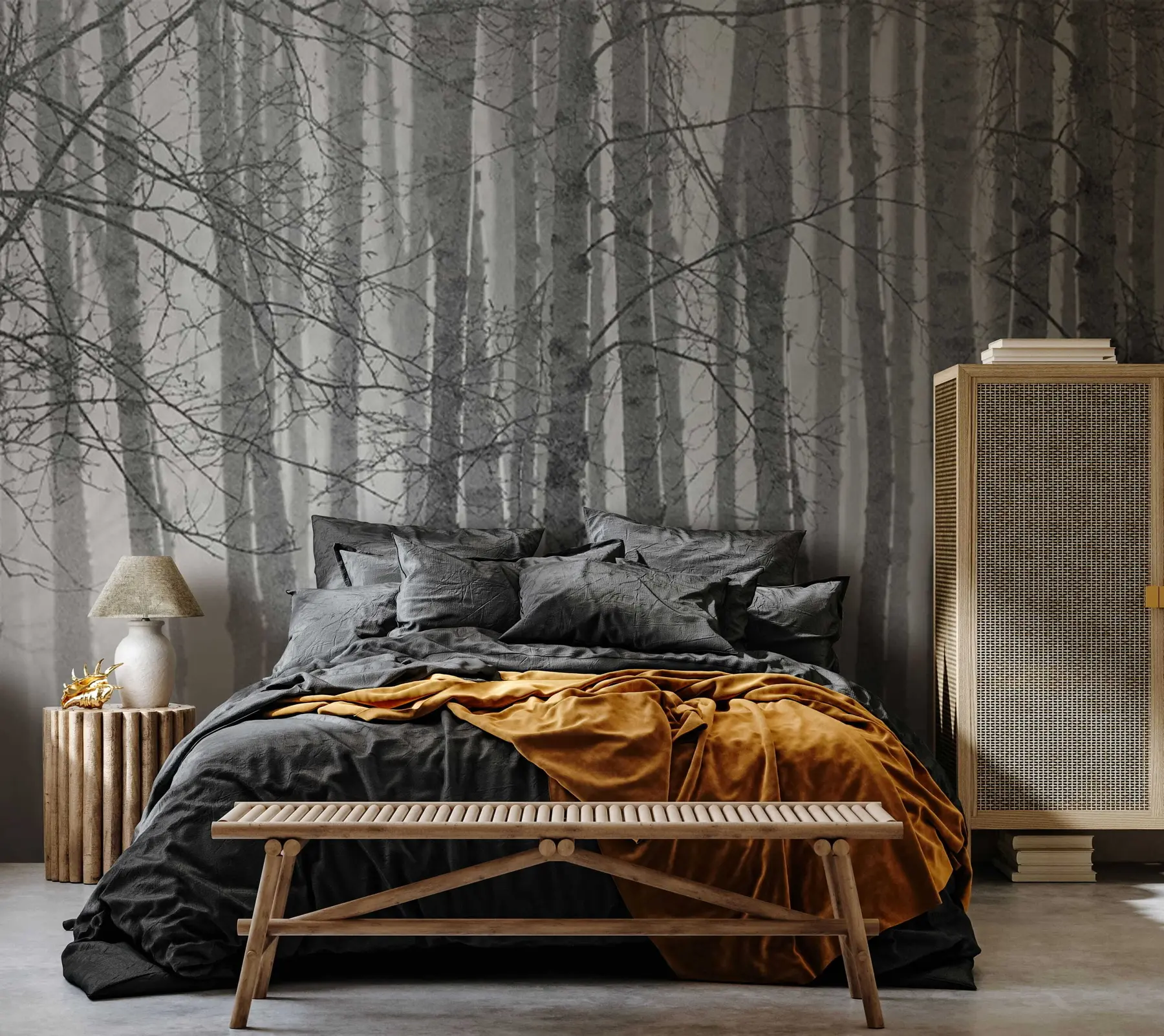 Fototapete Morgennebel im Birkenwald u58971