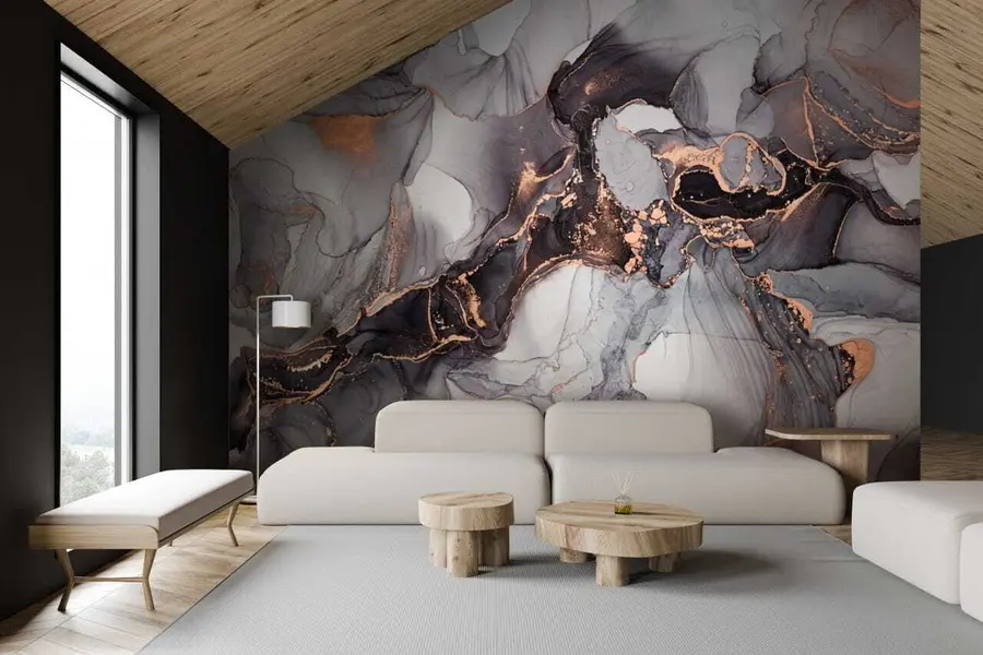 Fototapete Fluid Art abstrakte Kunst in dunklen Farbtönen u70766