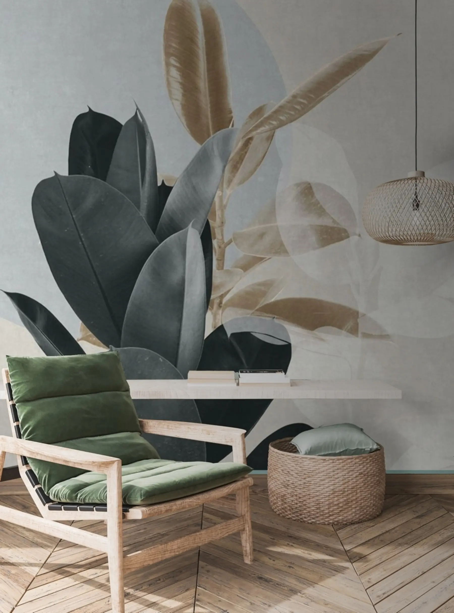 Fototapete Ficus auf Grunge Wand Hintergrund u71334