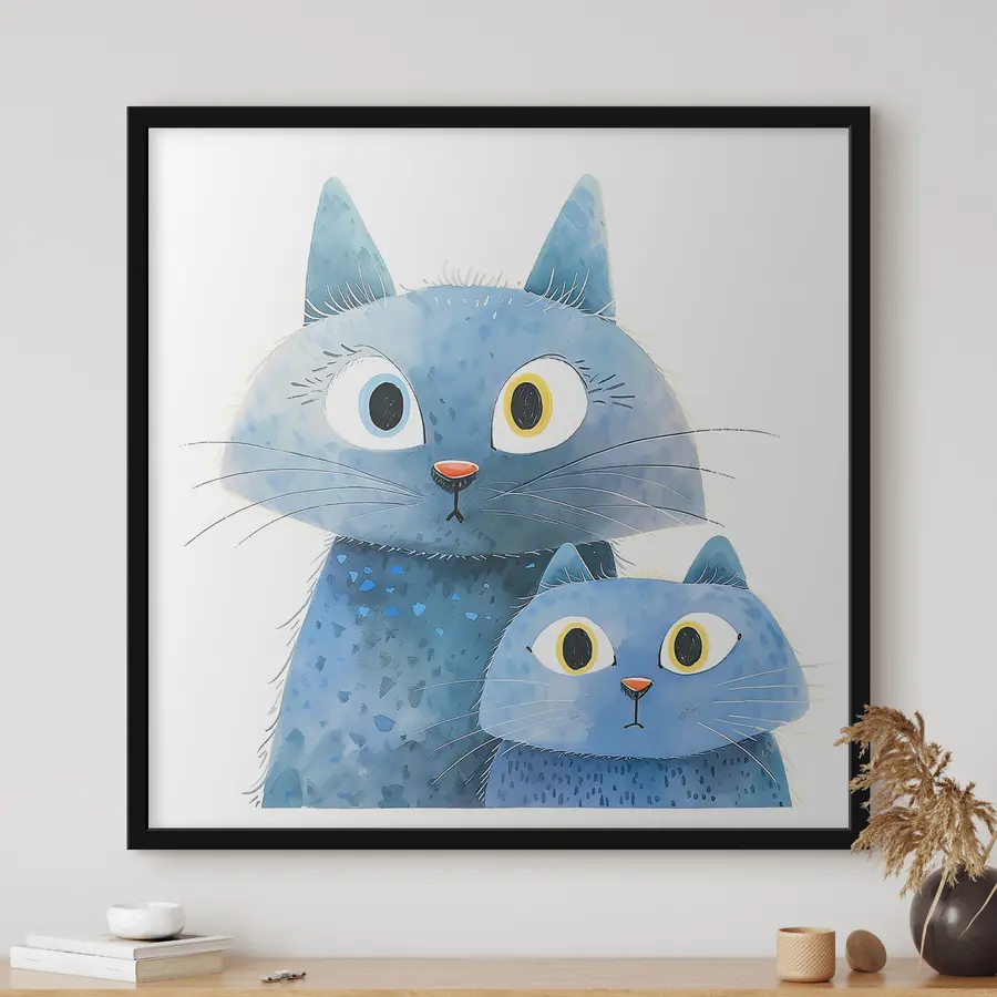 Fototapete Blaue Katzen, die neugierig auf die Welt sind f37562