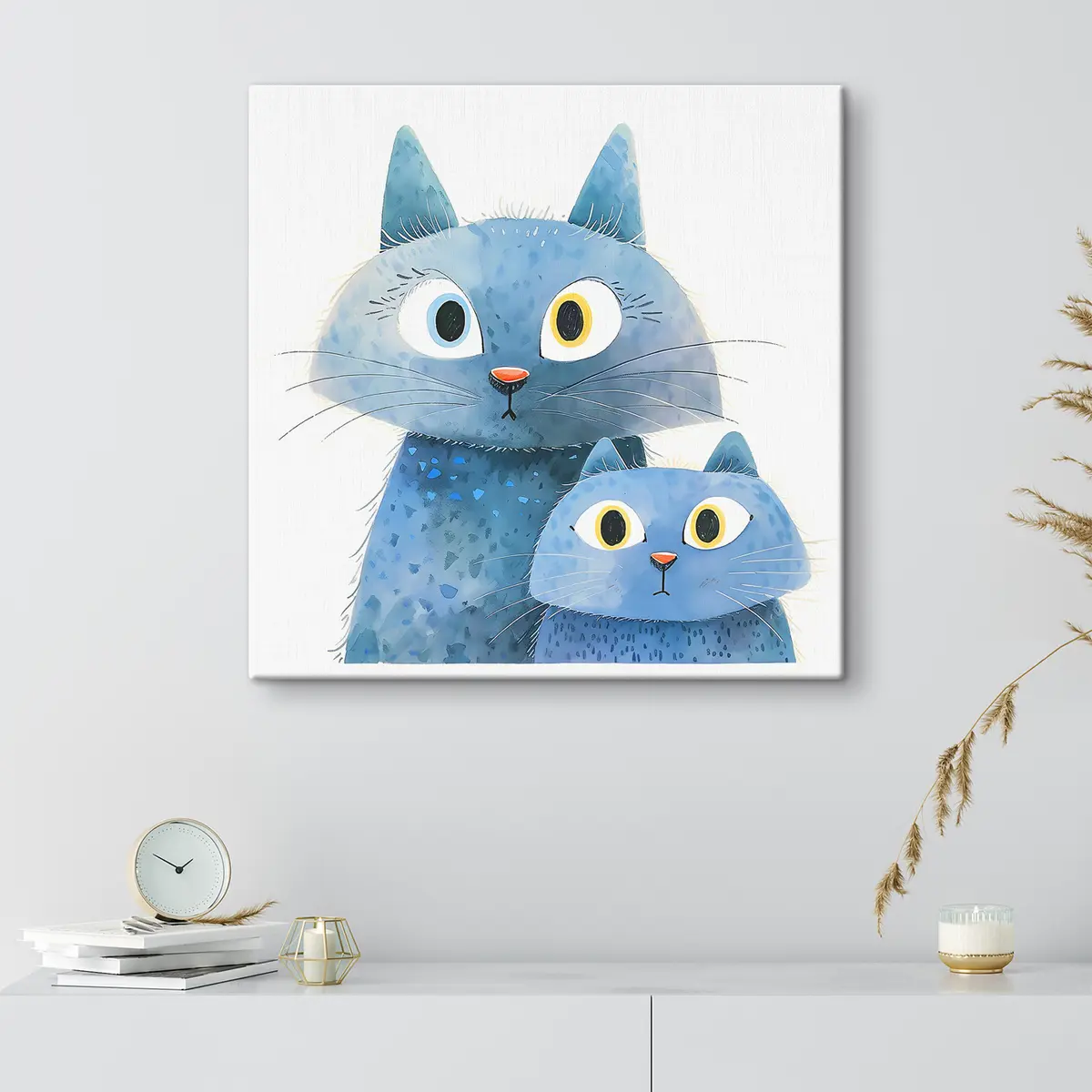 Wandbilder Zwei neugierige blaue Katzen zusammen s37562