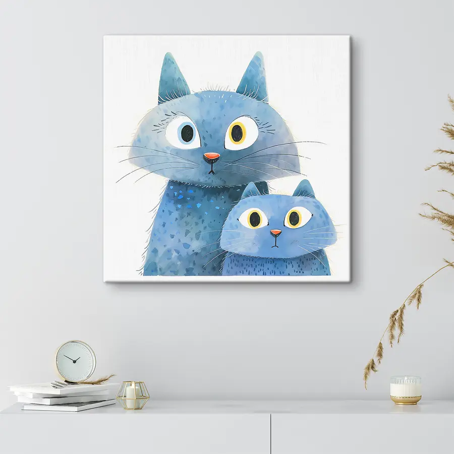 Wandbilder Zwei neugierige blaue Katzen zusammen s37562