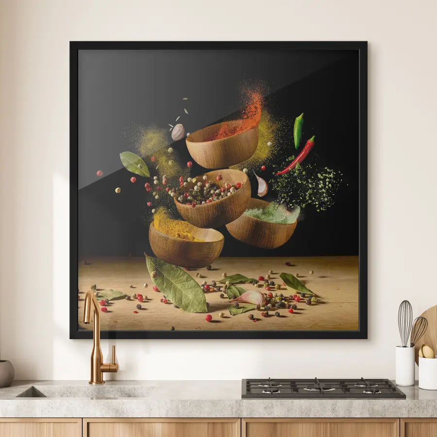 Fototapete Bunte Gewürze tanzen in der Luft f37045