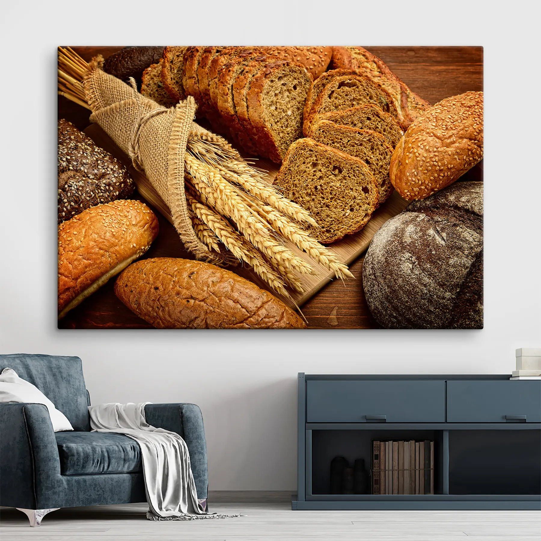 Wandbilder Frisch gebackene Brote und Körner s37047