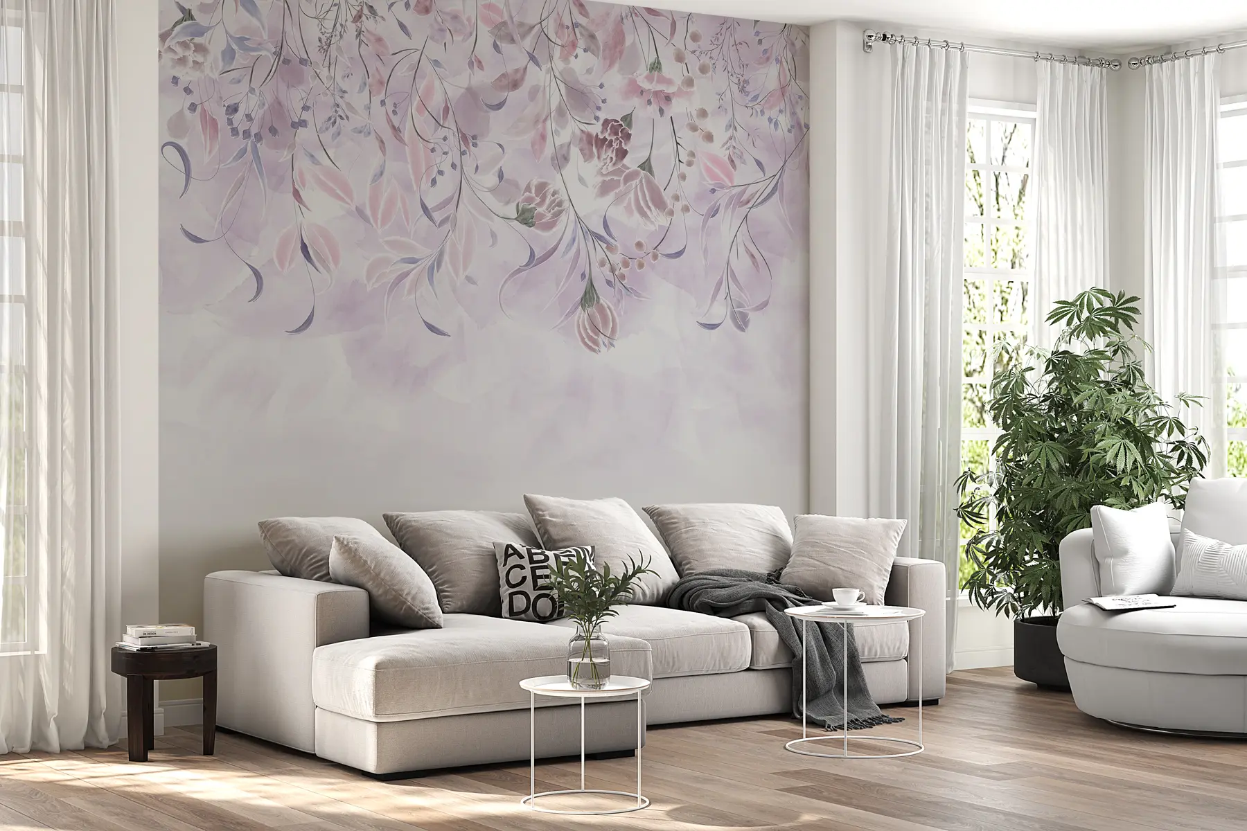 Fototapete Zarte Blüten in violetten Farben w00072