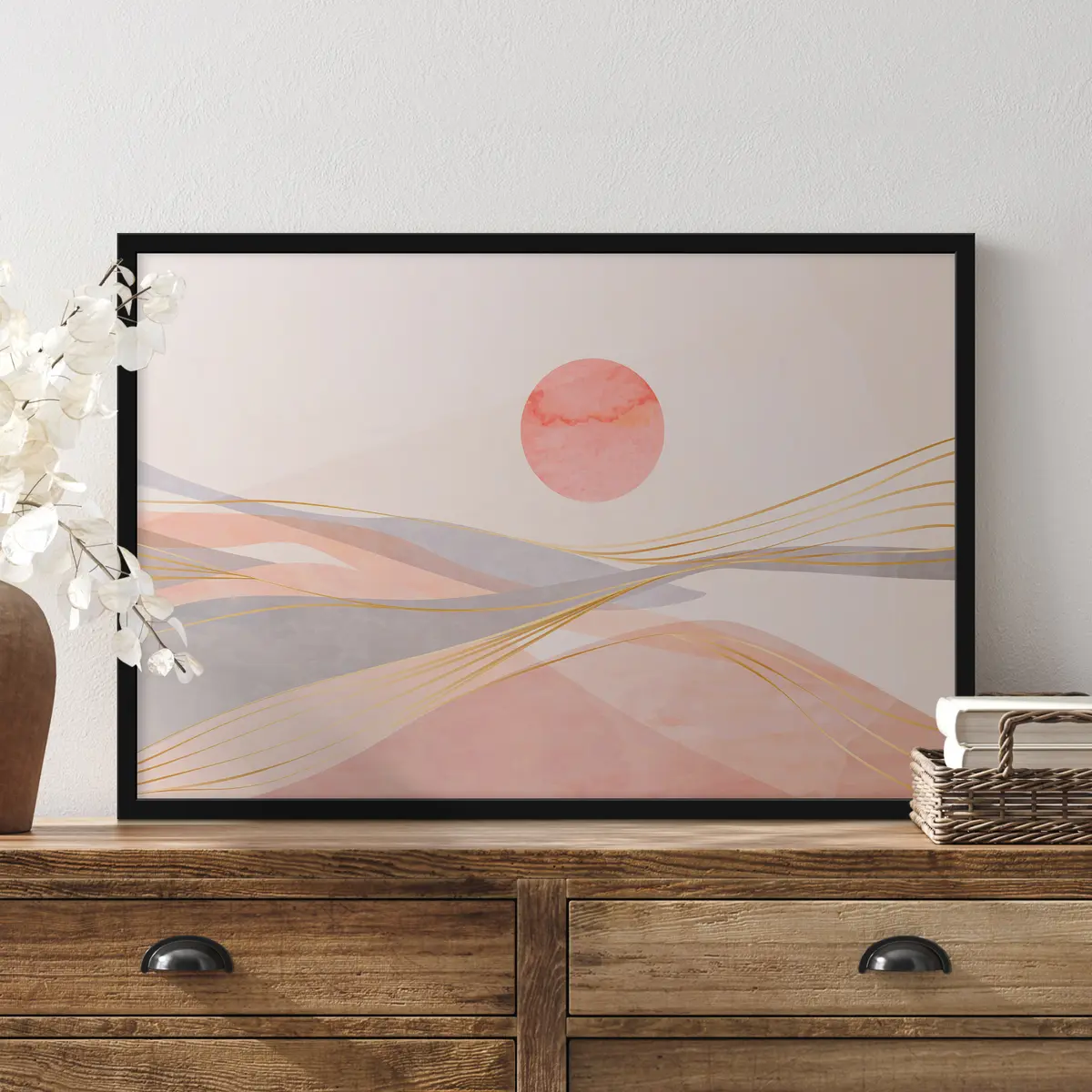 Poster Ruhiger Sonnenuntergang über sanften Wellen f37548