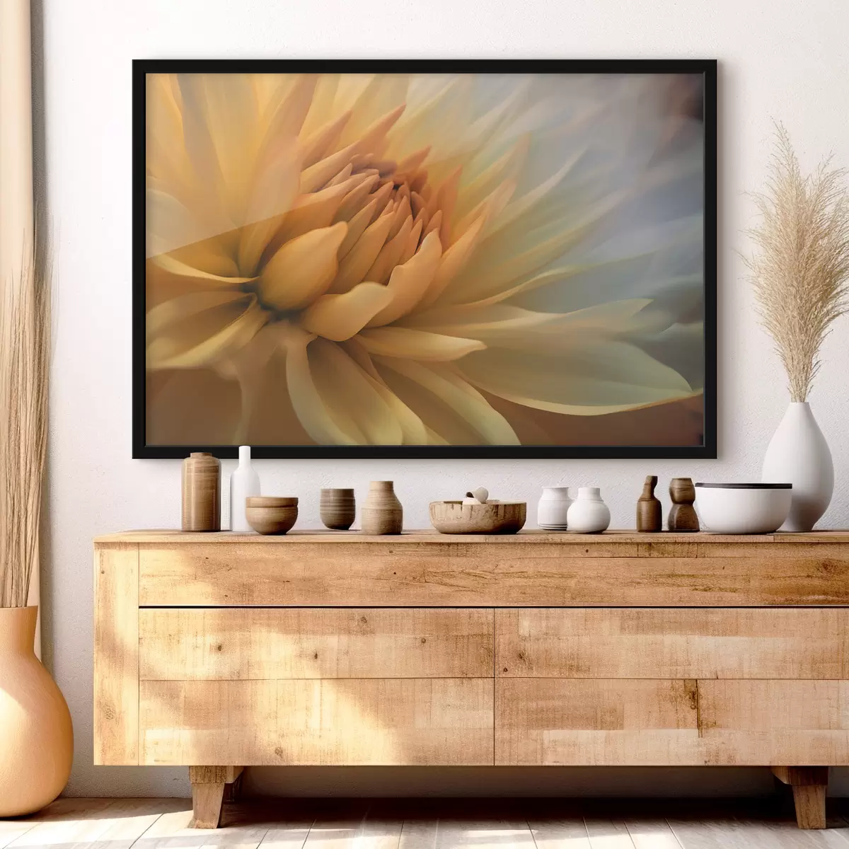 Poster Weiche Blütenblätter in goldenen Farbtönen f37388