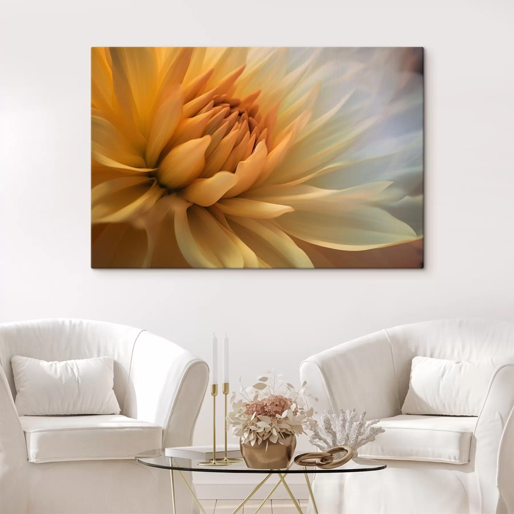 Wandbilder Zarte Blütenblätter in sanften Farbtönen s37388