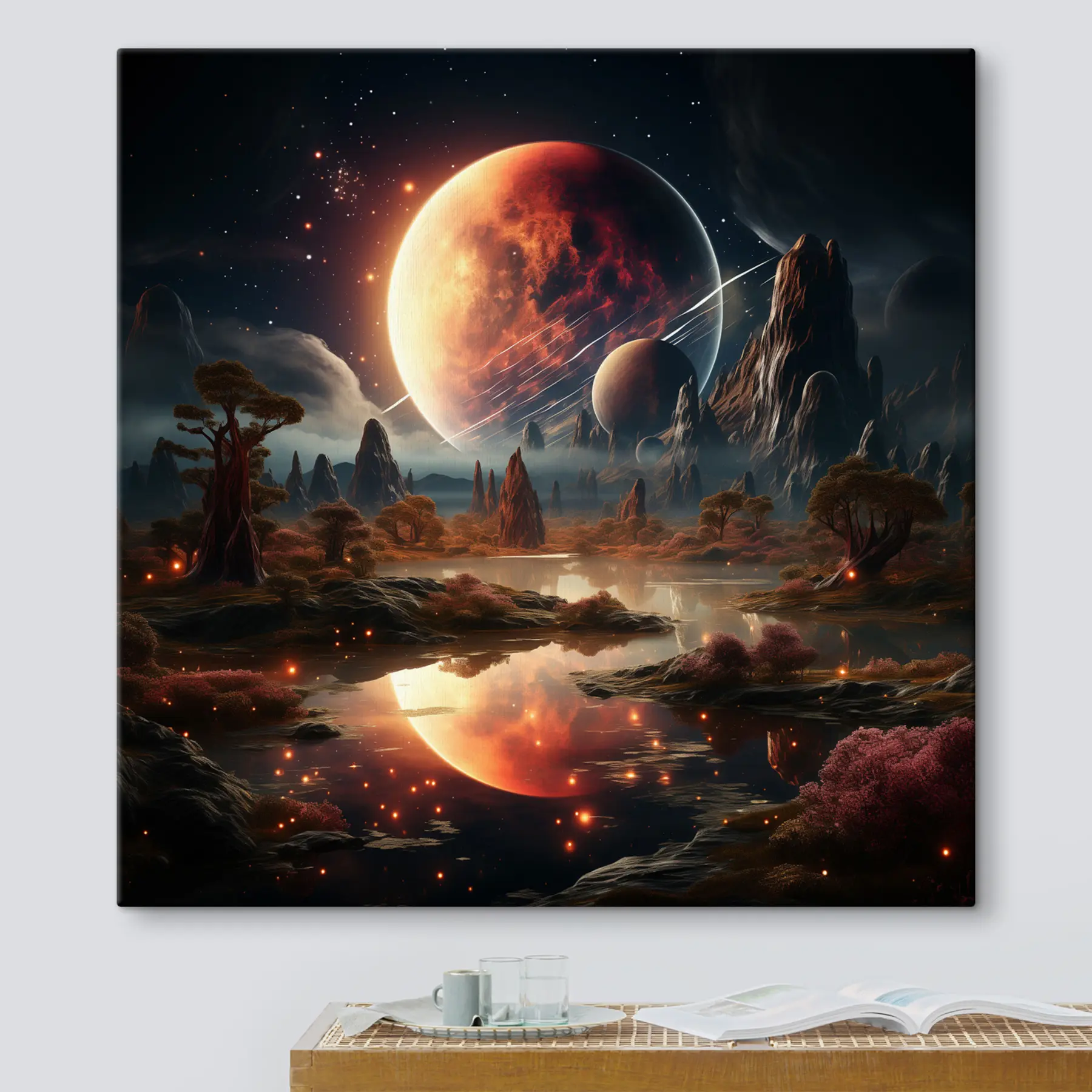 Fototapete Kosmische Landschaft unter einem Sternenhimmel s37392