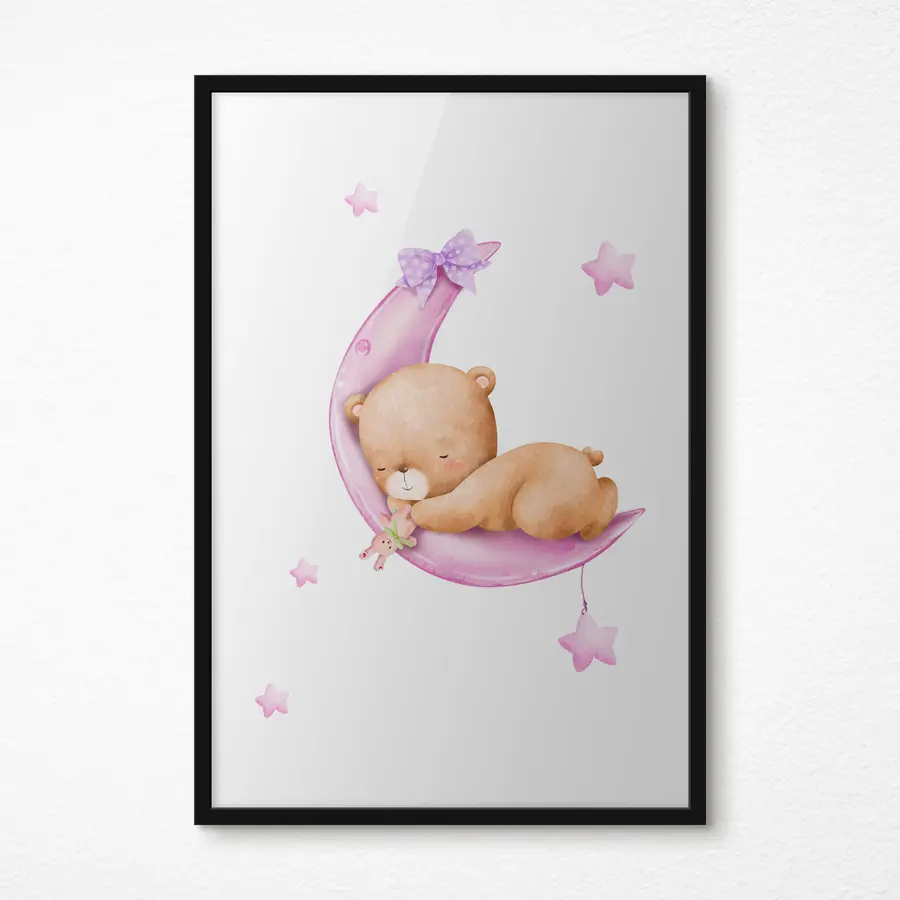 Fototapete Verträumter Bär auf einem gemütlichen Mond f37917v2