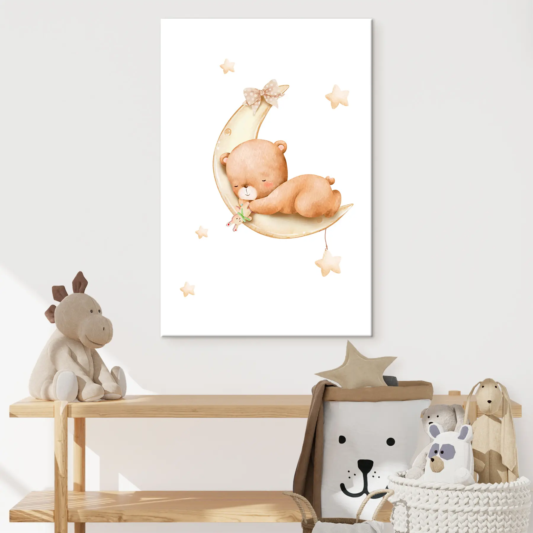 Fototapete Schläfriger Bär auf einem Halbmond s37917