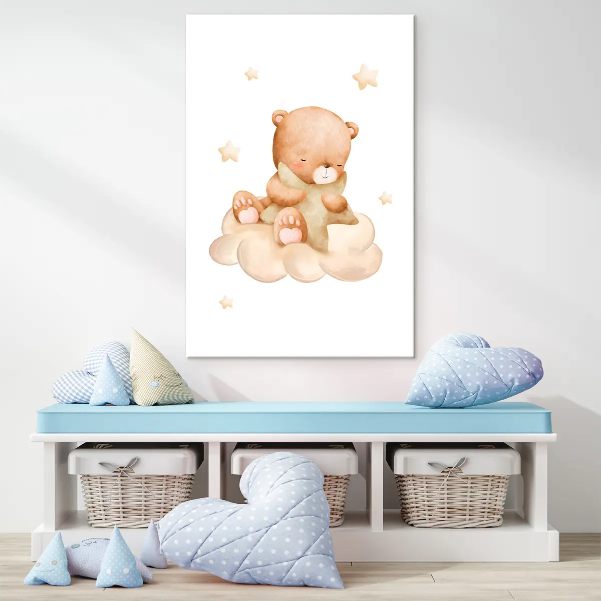 Wandbilder Teddybär träumt zwischen den Sternen s37919