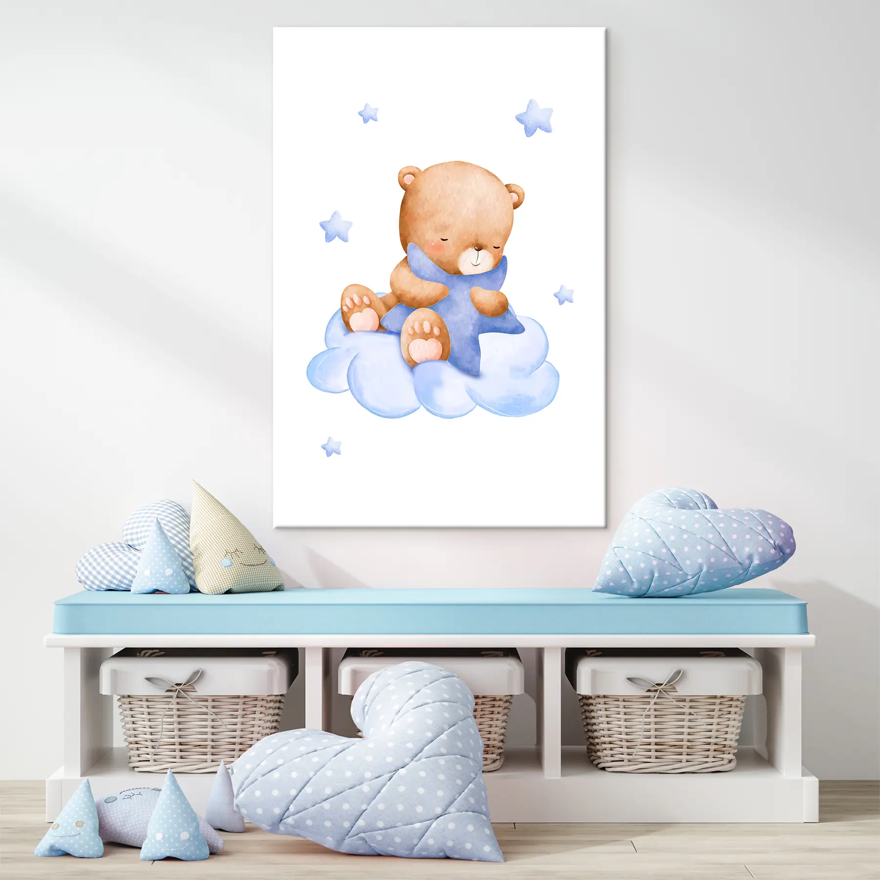 Wandbilder Teddybär träumt auf einer Wolke s37919v1
