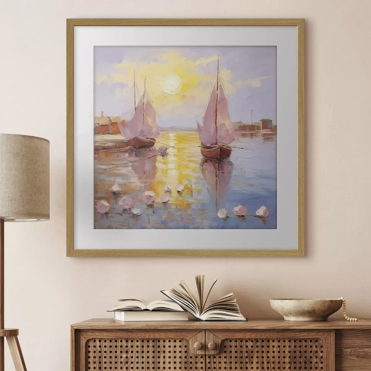 Poster Segeln in einen lebendigen Sonnenuntergang f37881