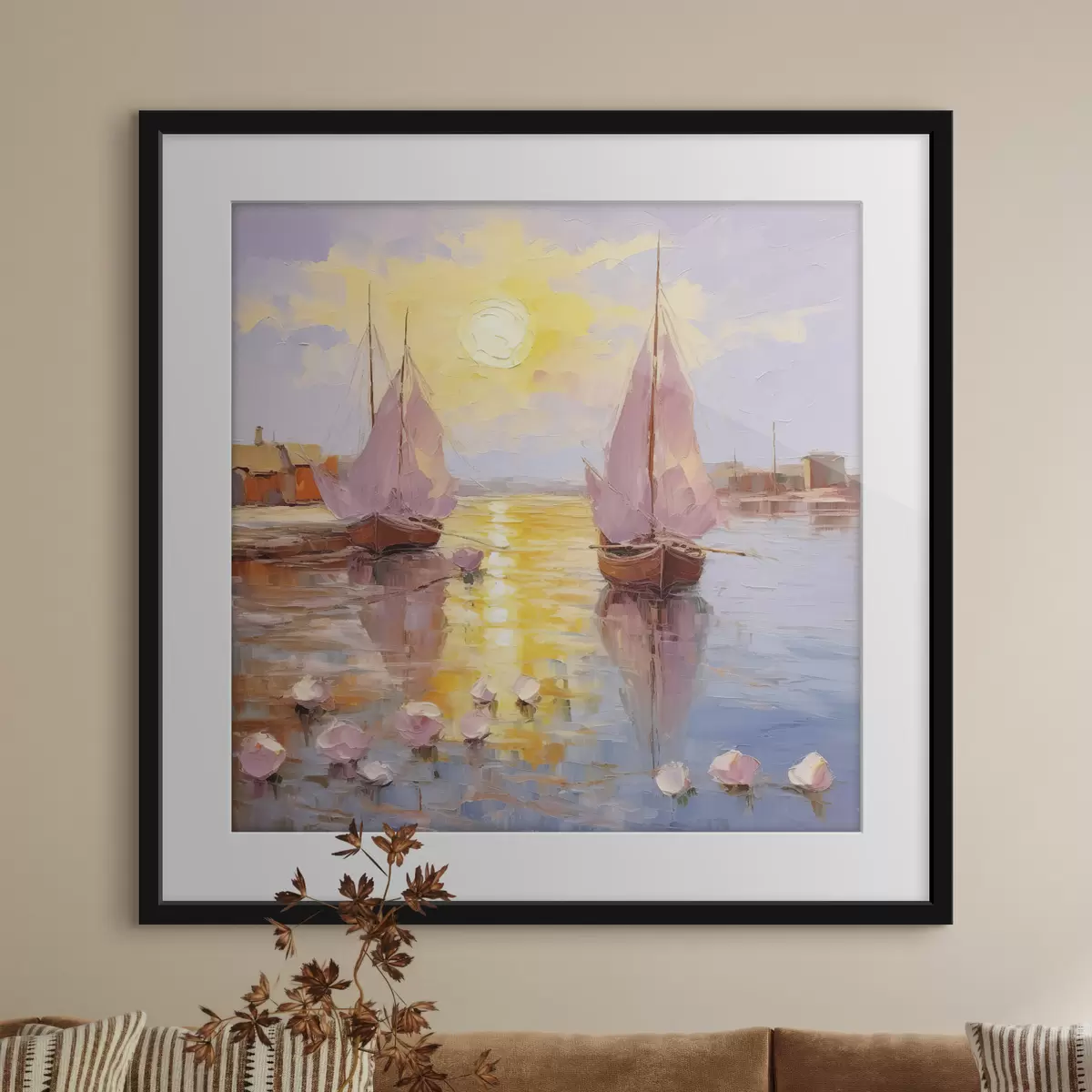 Poster Segeln in einen lebendigen Sonnenuntergang f37881