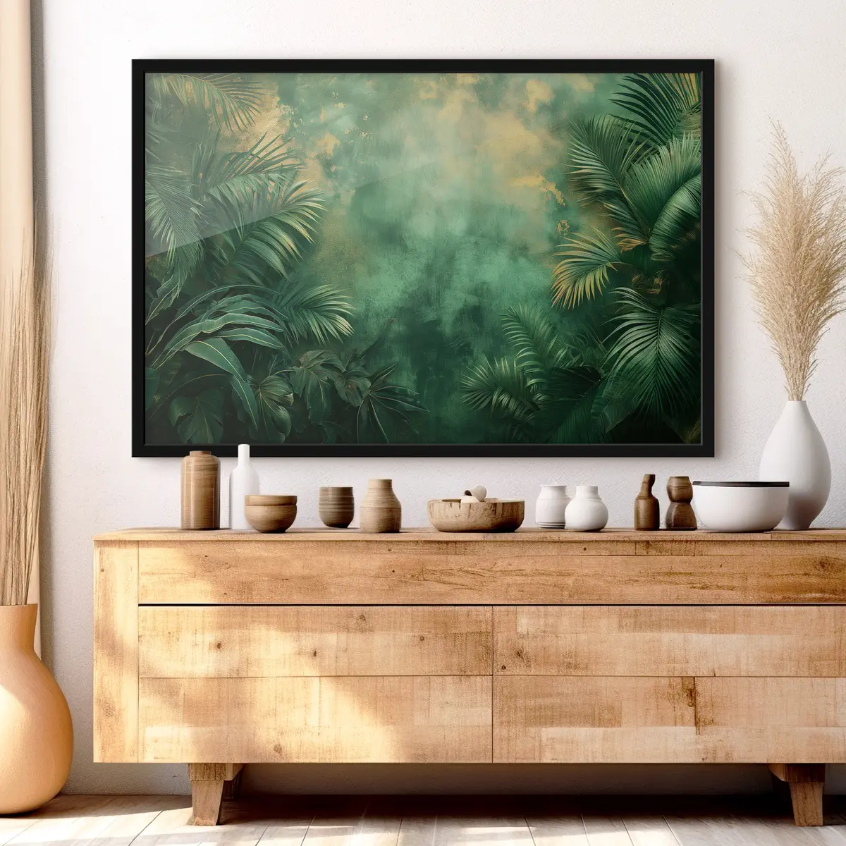 Poster Tropische Büsche im Grunge-Stil f38086