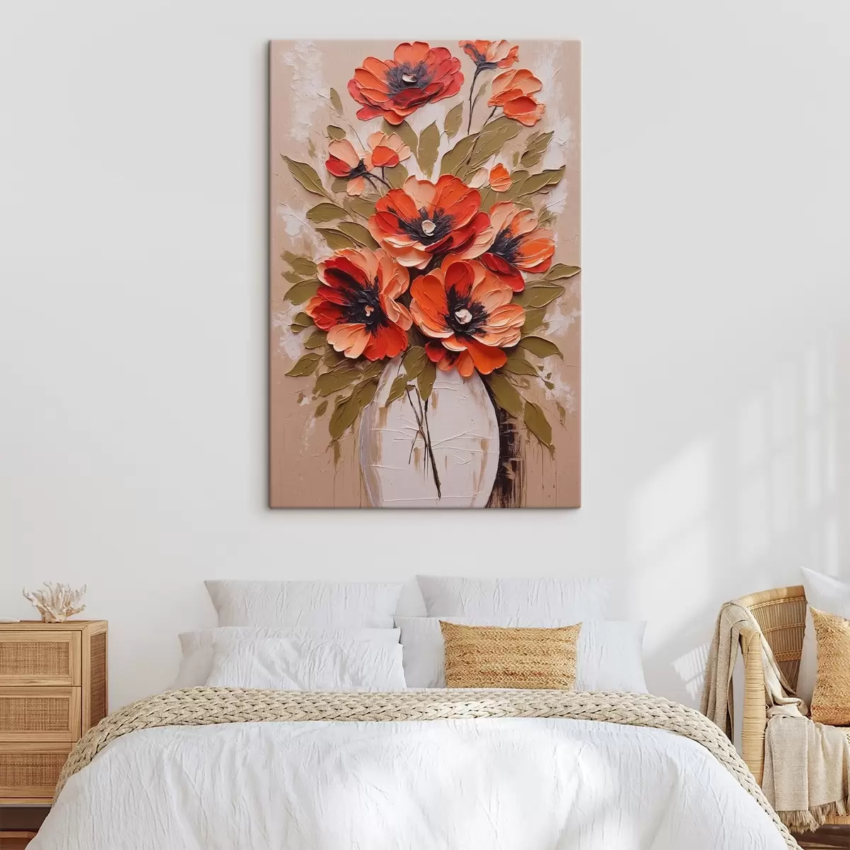 Wandbilder Blumen in weißer Vase auf rosa Hintergrund s38176