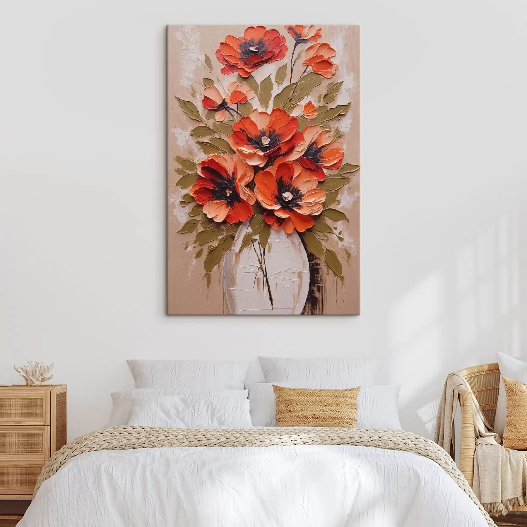 Wandbilder Blumen in weißer Vase auf rosa Hintergrund s38176