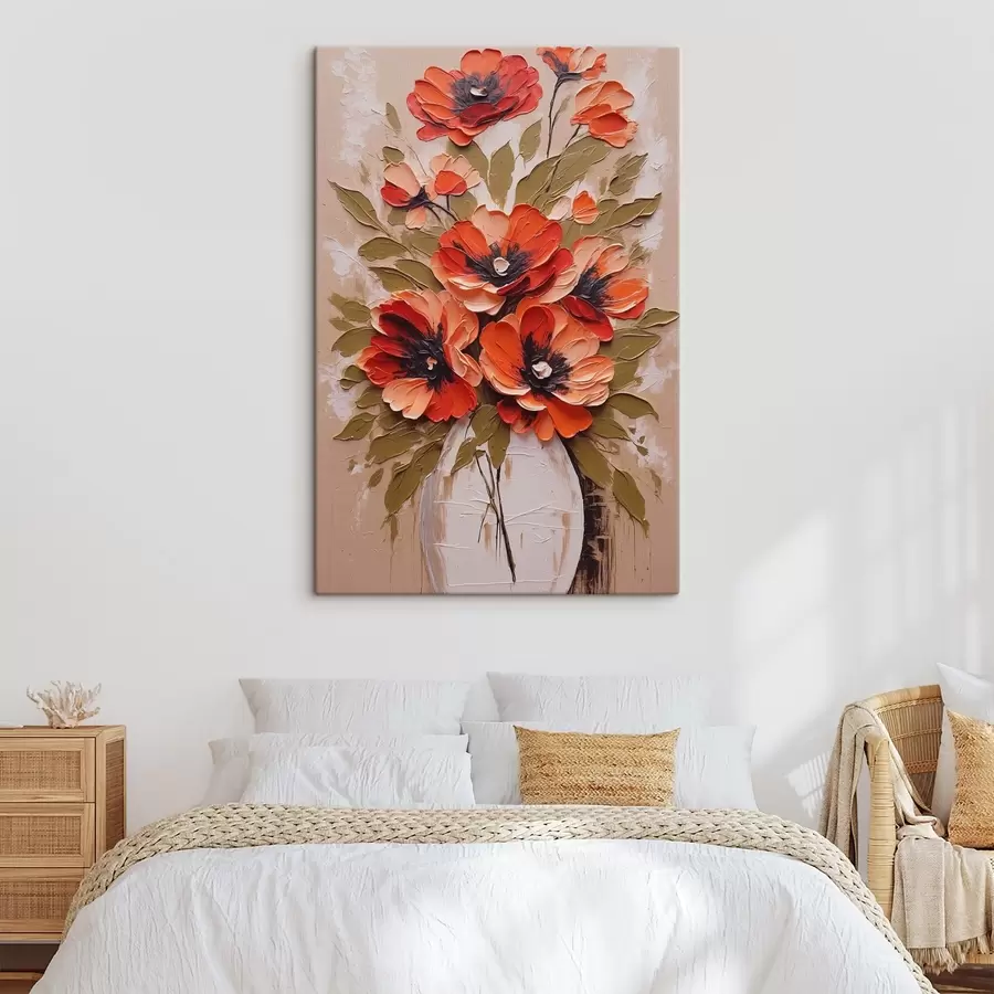 Wandbilder Blumen in weißer Vase auf rosa Hintergrund s38176